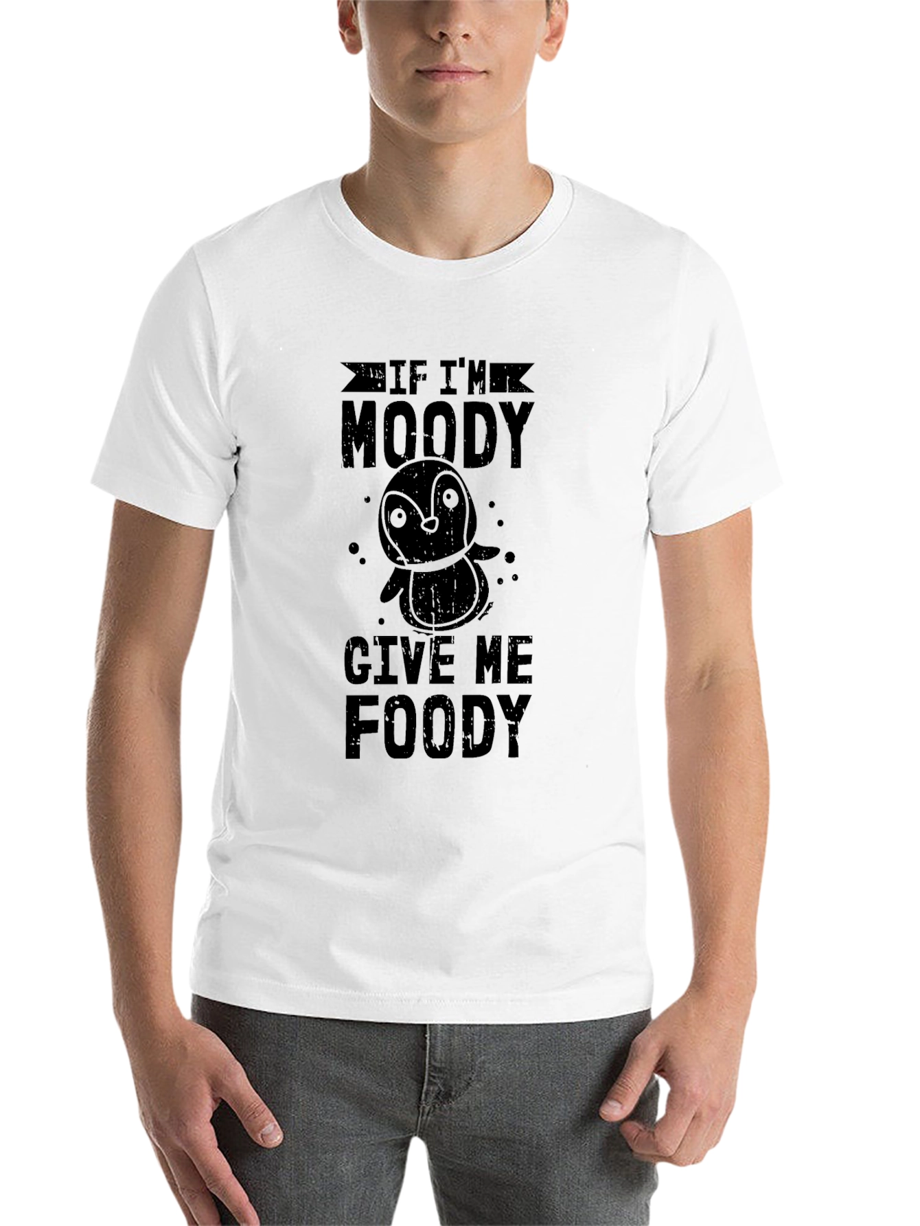 Black Moody Penguin Foody Black Graphic T-Shirt view 14
