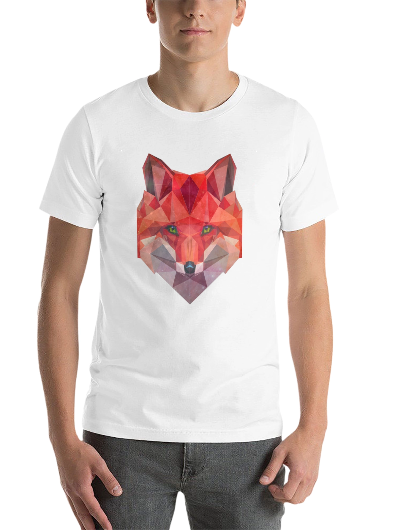 Black Geometric Fox Graphic Tee - Modern Style view 14