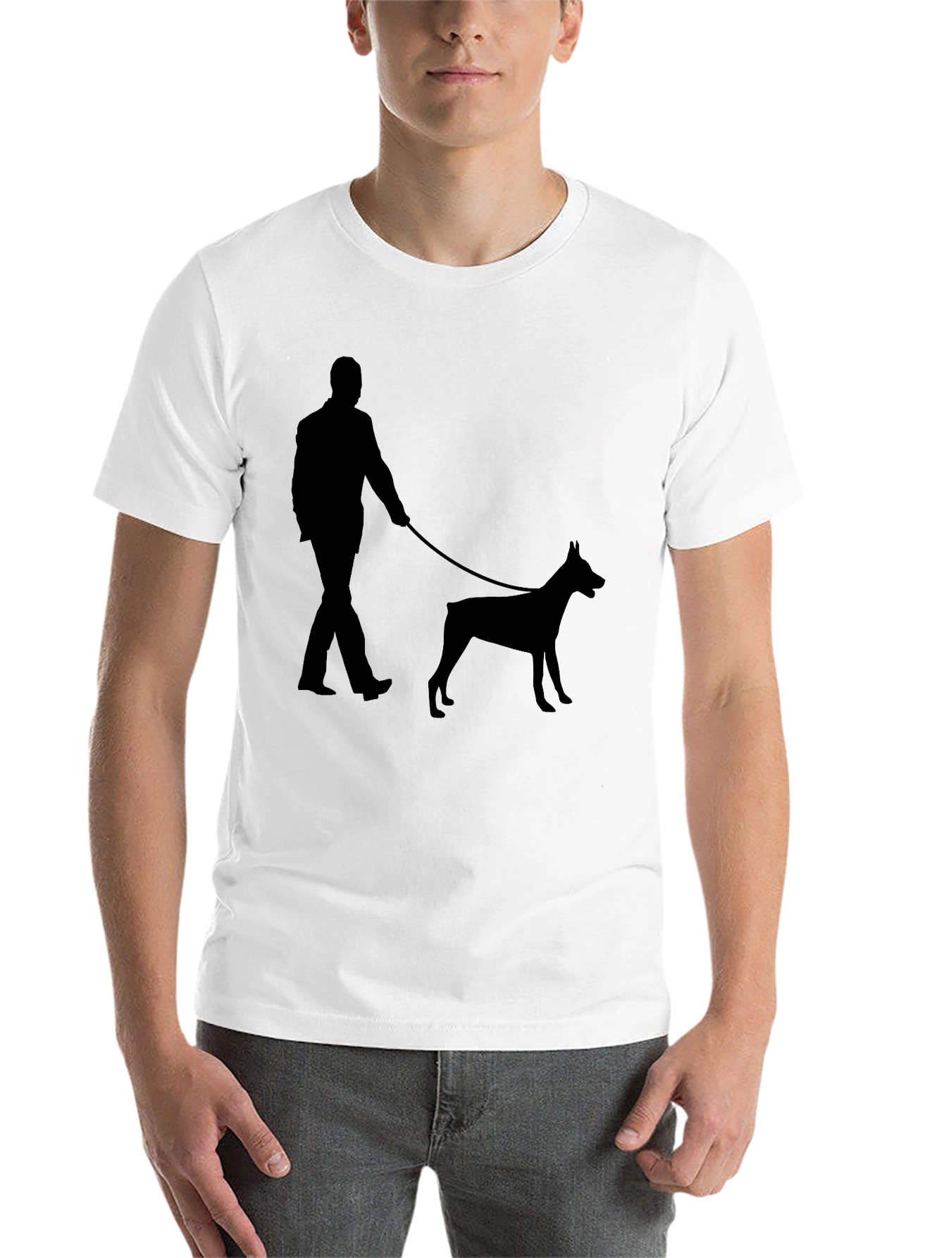 Black Dog Walker T-Shirt - Black Cotton view 14