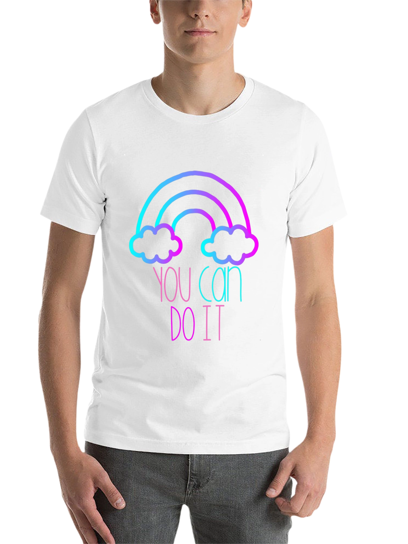 Black Motivational Rainbow Graphic Tee - You Can Do It view 14