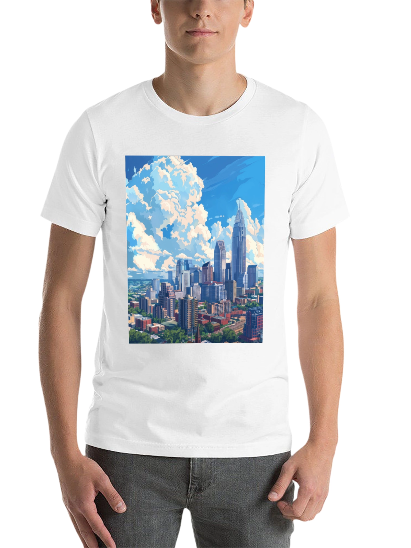 Black Cityscape Graphic Tee - Black Cotton Blend view 14