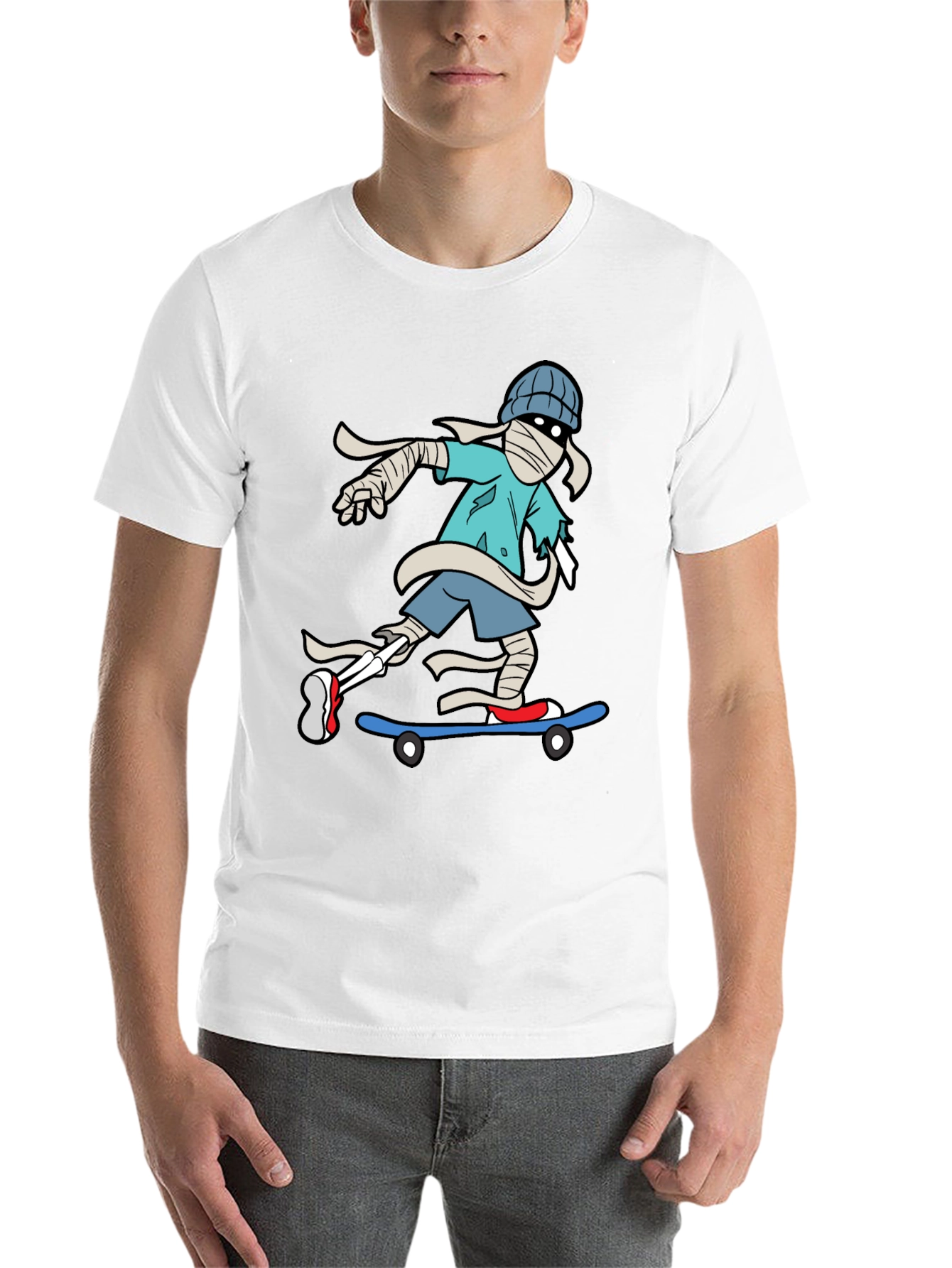 Black Skateboarding Mummy Graphic Tee - Cool & Unique Design view 14