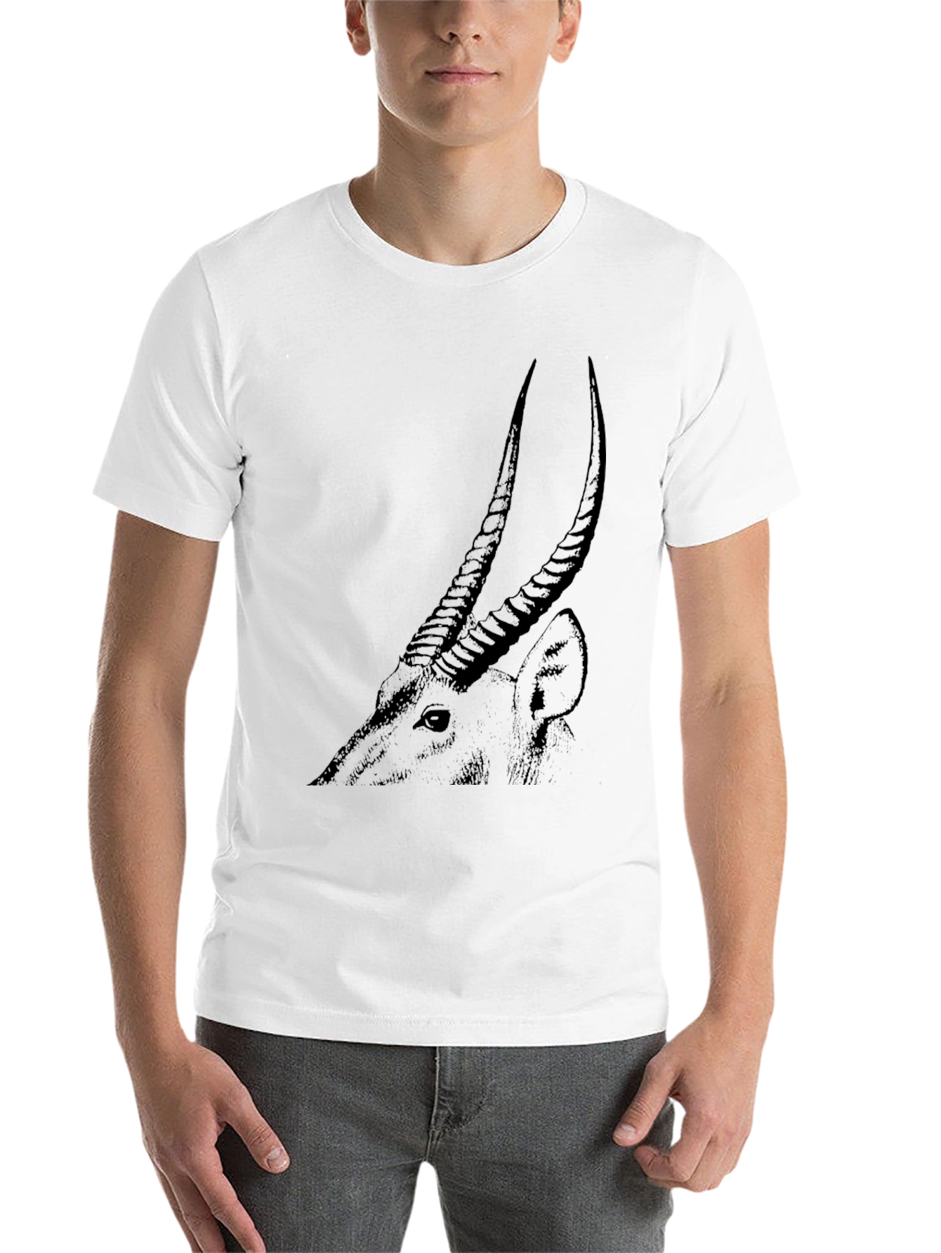 Black Antelope Graphic Tee - Sleek Black Cotton T-Shirt view 14