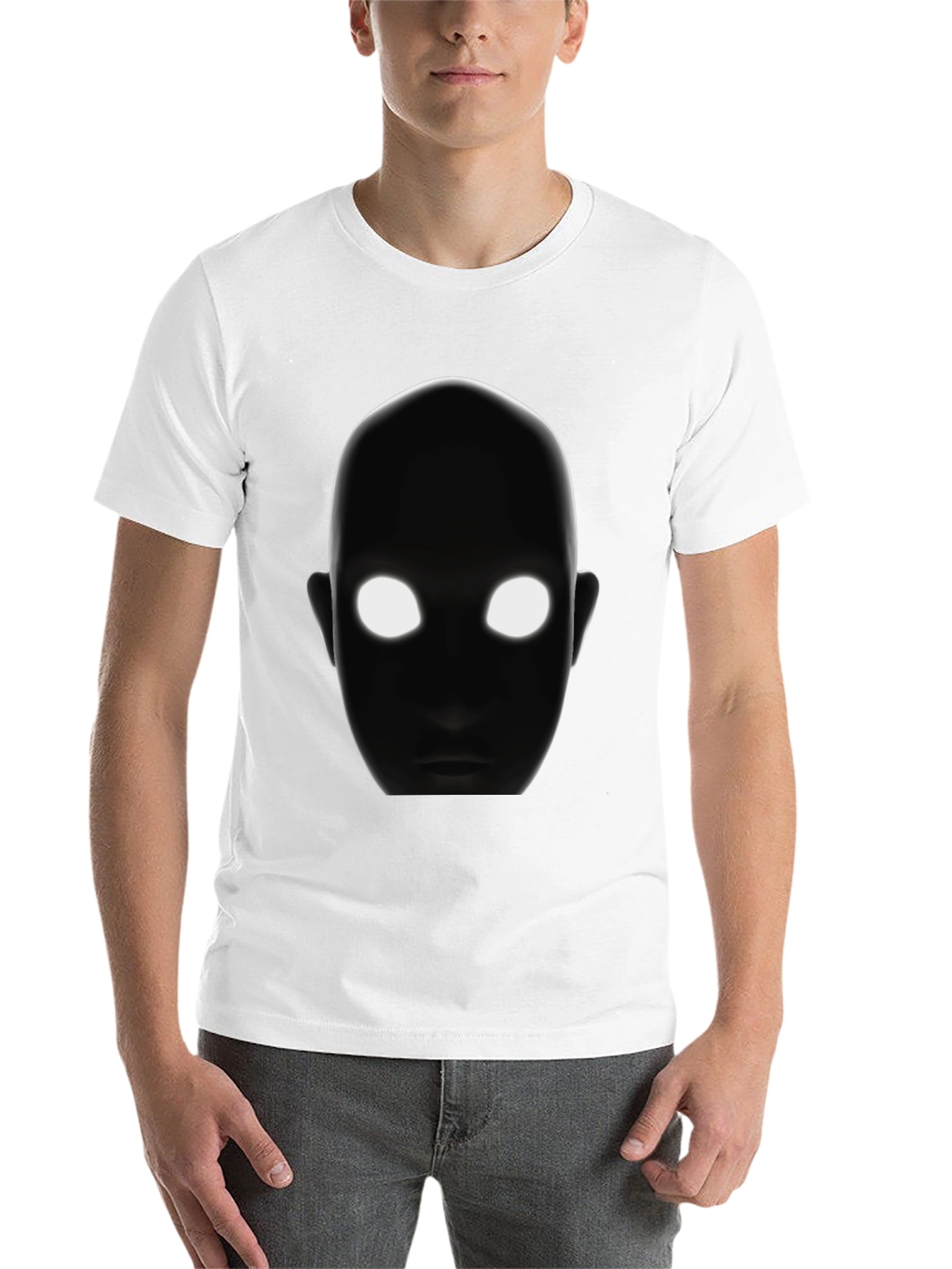 Black Men's Black T-Shirt with Glowing Eyes Graphic view 14