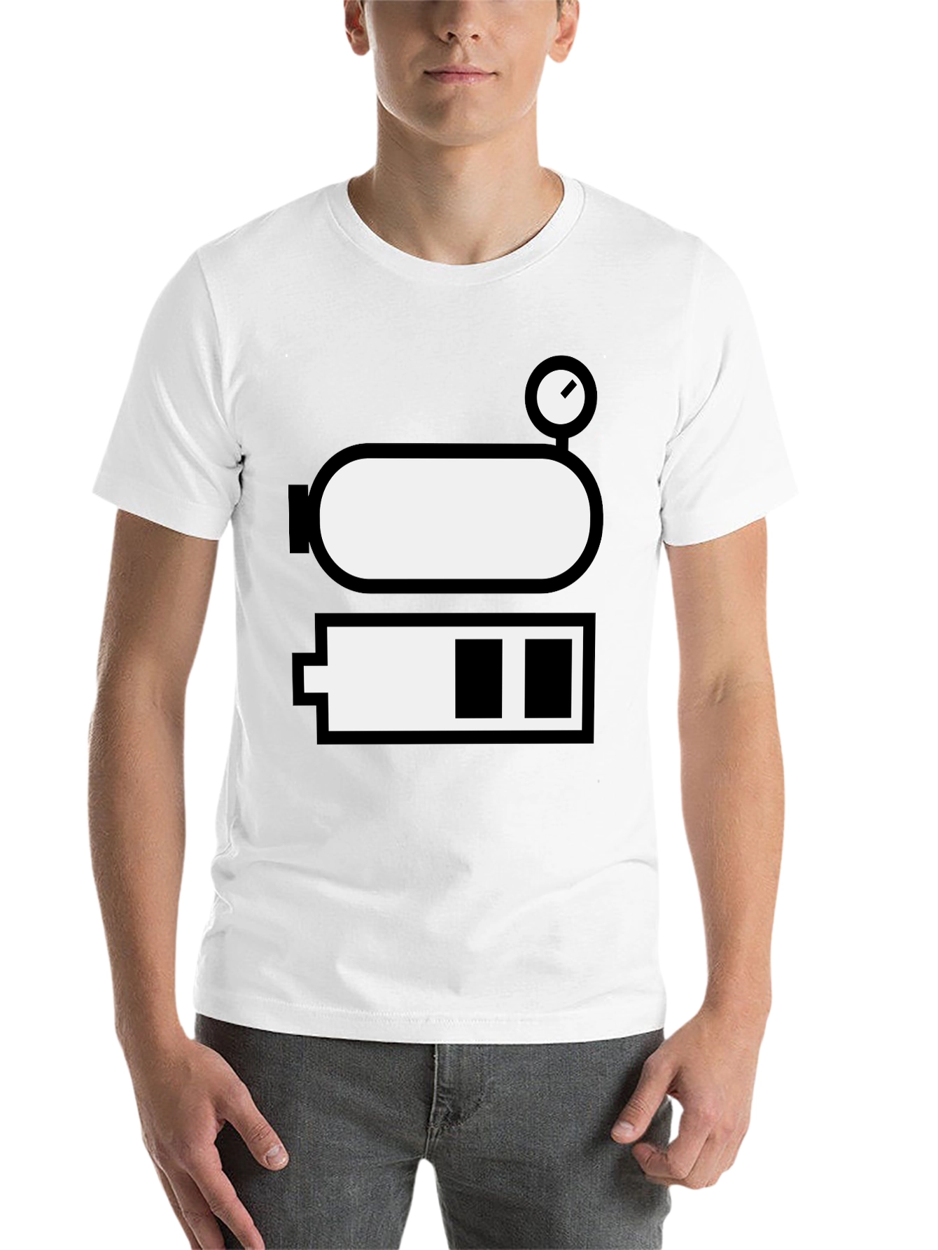 Black Battery Level Novelty Graphic Tee - Black Cotton Blend view 14