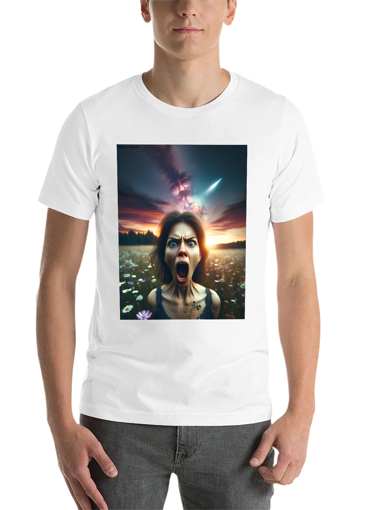 Black Surreal Horror Graphic Tee - Women's Nightmare T-Shirt view 14