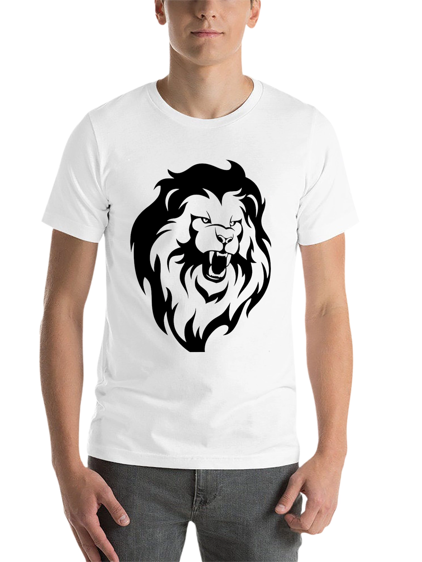 Black Bold Lion Graphic Black T-Shirt view 14