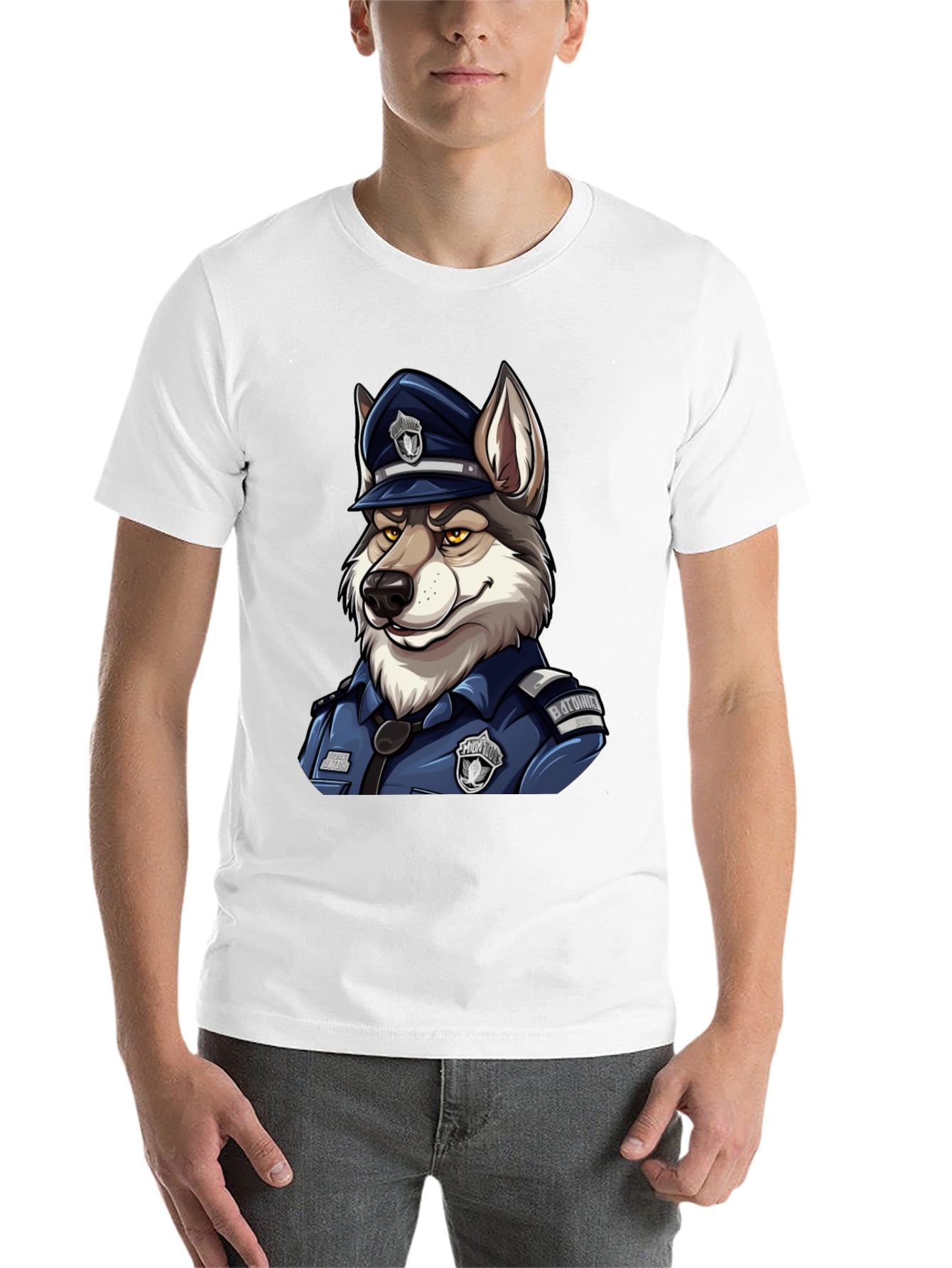 Black Wolf Cop Graphic T-Shirt - Black view 14