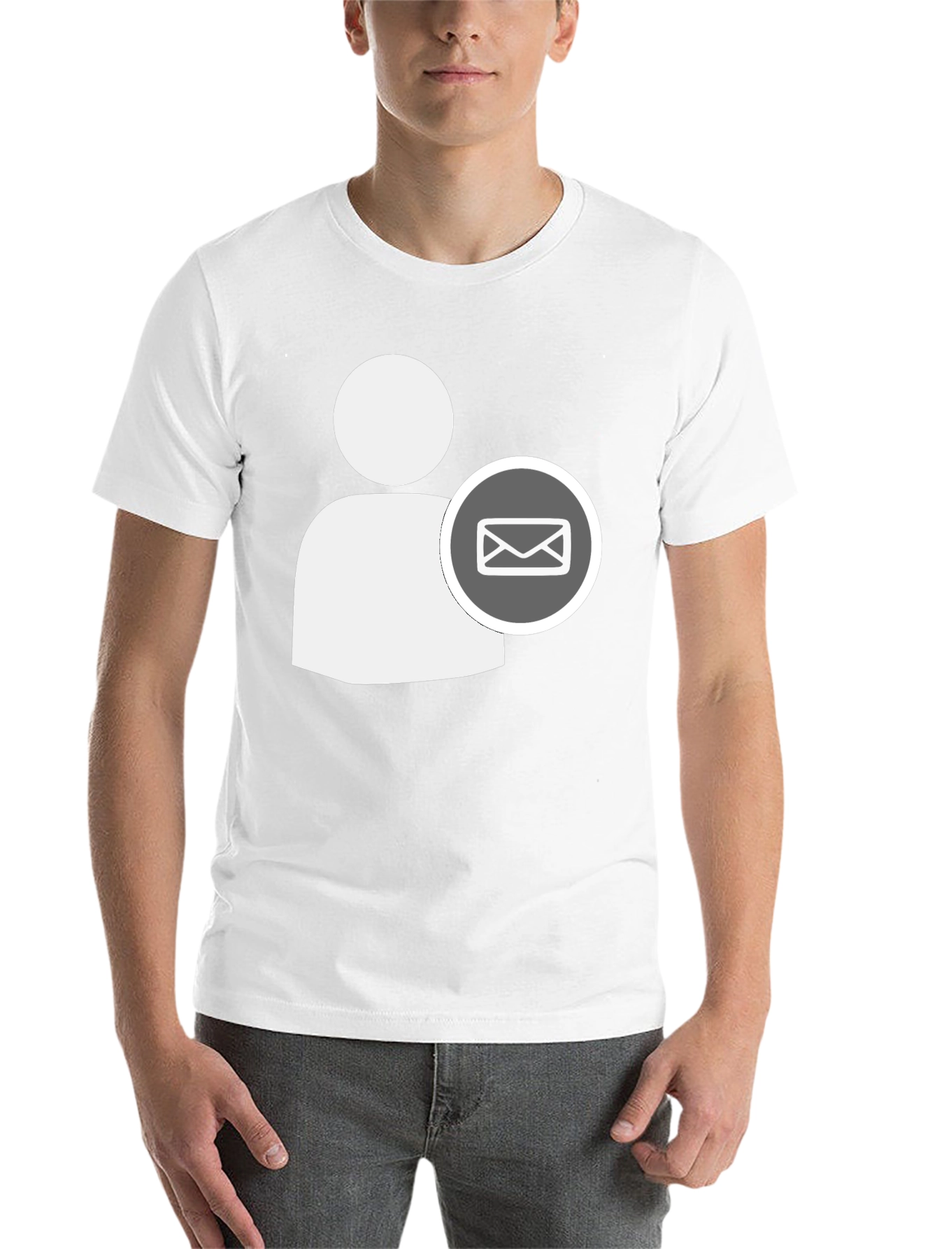 Black Black T-Shirt with White Contact Email Icon view 14