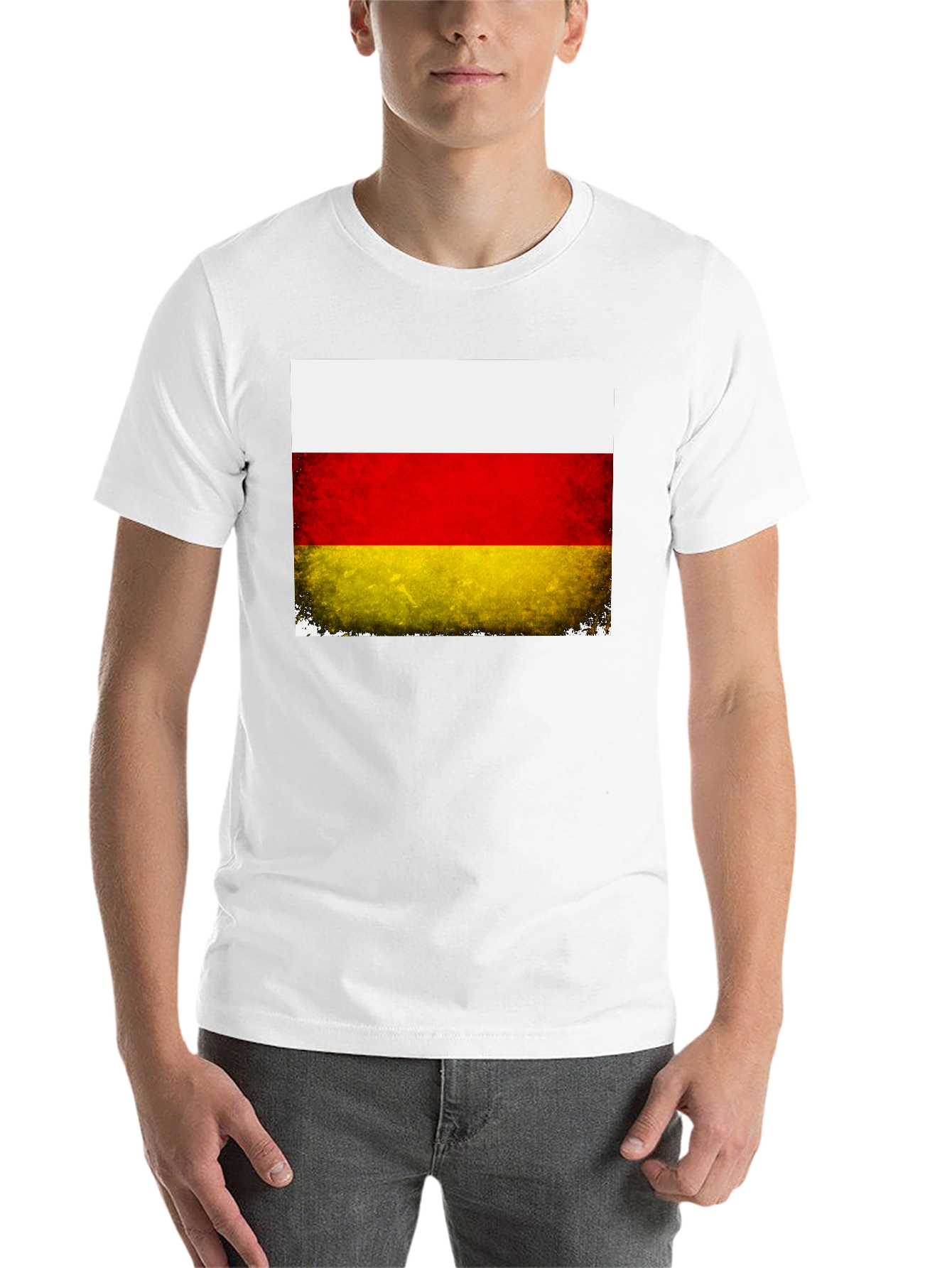 Black Ossetia Flag Distressed Black T-Shirt view 14