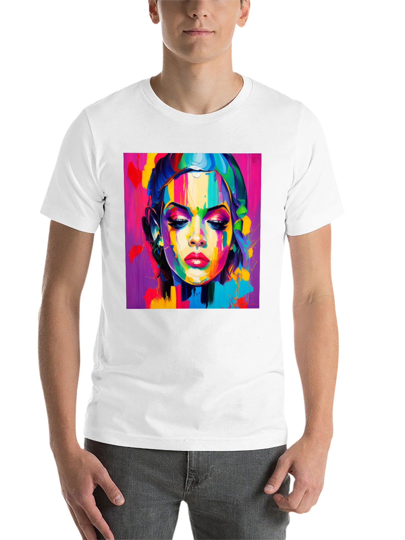 Black Abstract Woman Graphic Tee - Vibrant Colors view 14