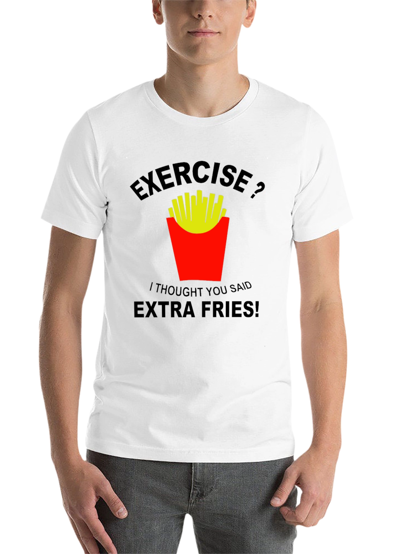 Black Exercise? Extra Fries! Graphic T-Shirt view 14