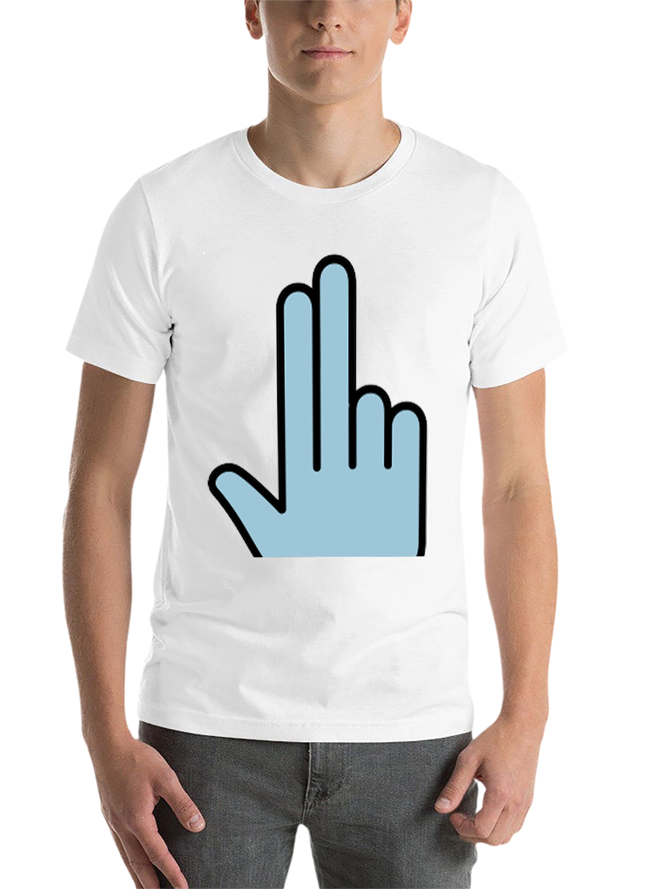 Black Funny Hand Gesture Graphic Print Men's Black T-Shirt view 14