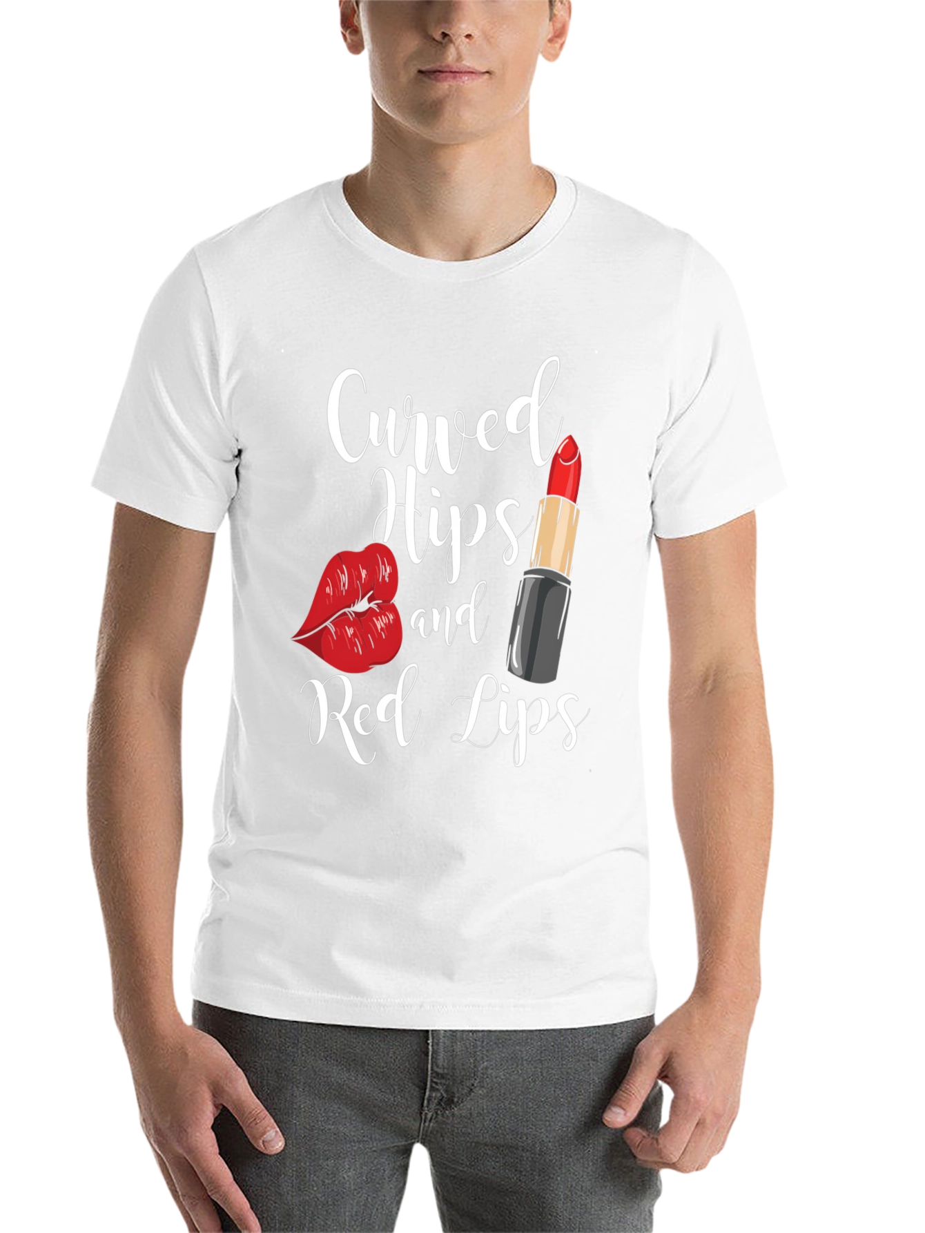 Black Curved Hips & Red Lips Graphic Tee - Black view 14