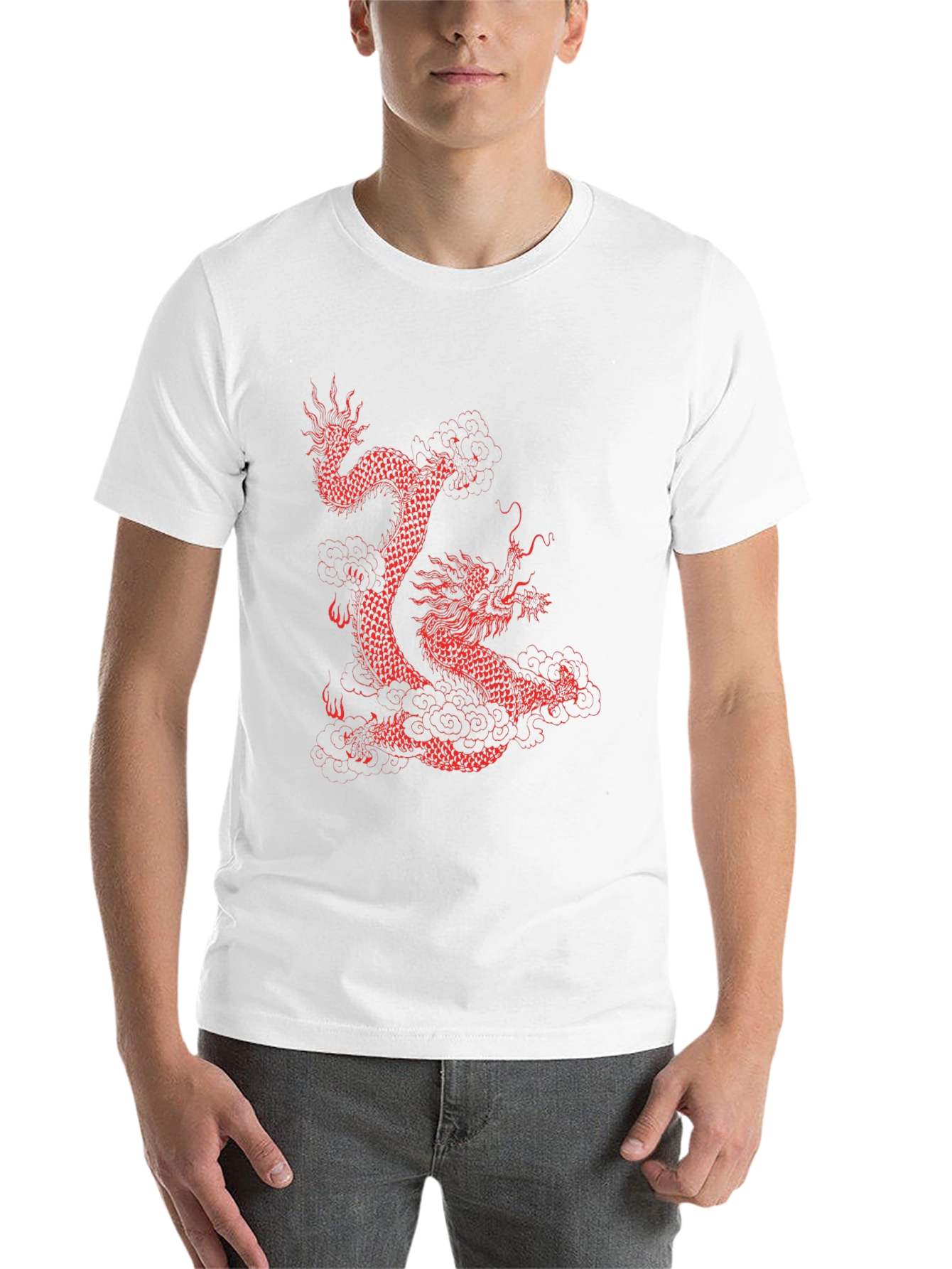 Dragon Graphic Tee - Red Dragon on Black - 14