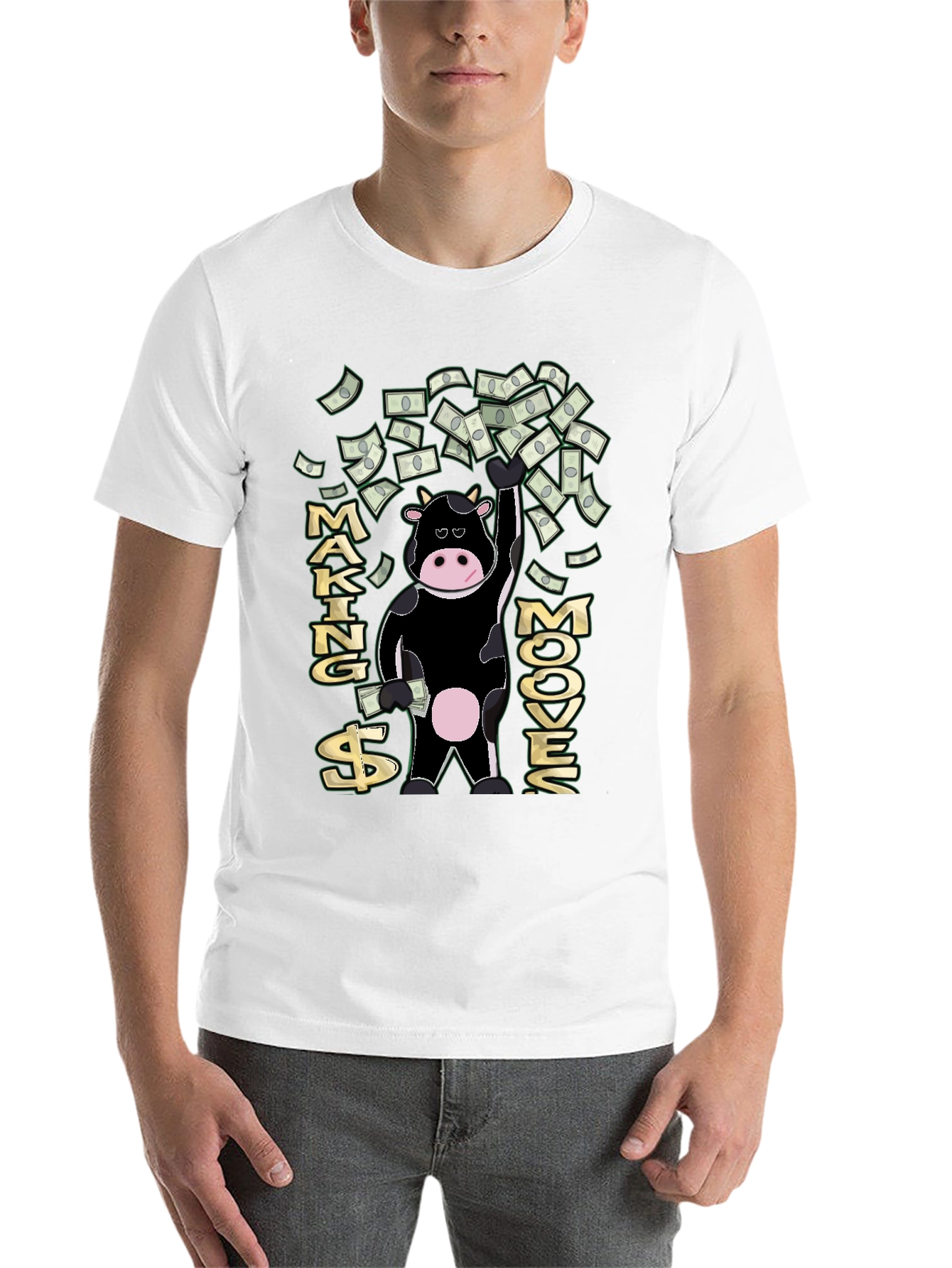 Black Making Mooves T-Shirt - Funny Cow Money Tee view 14