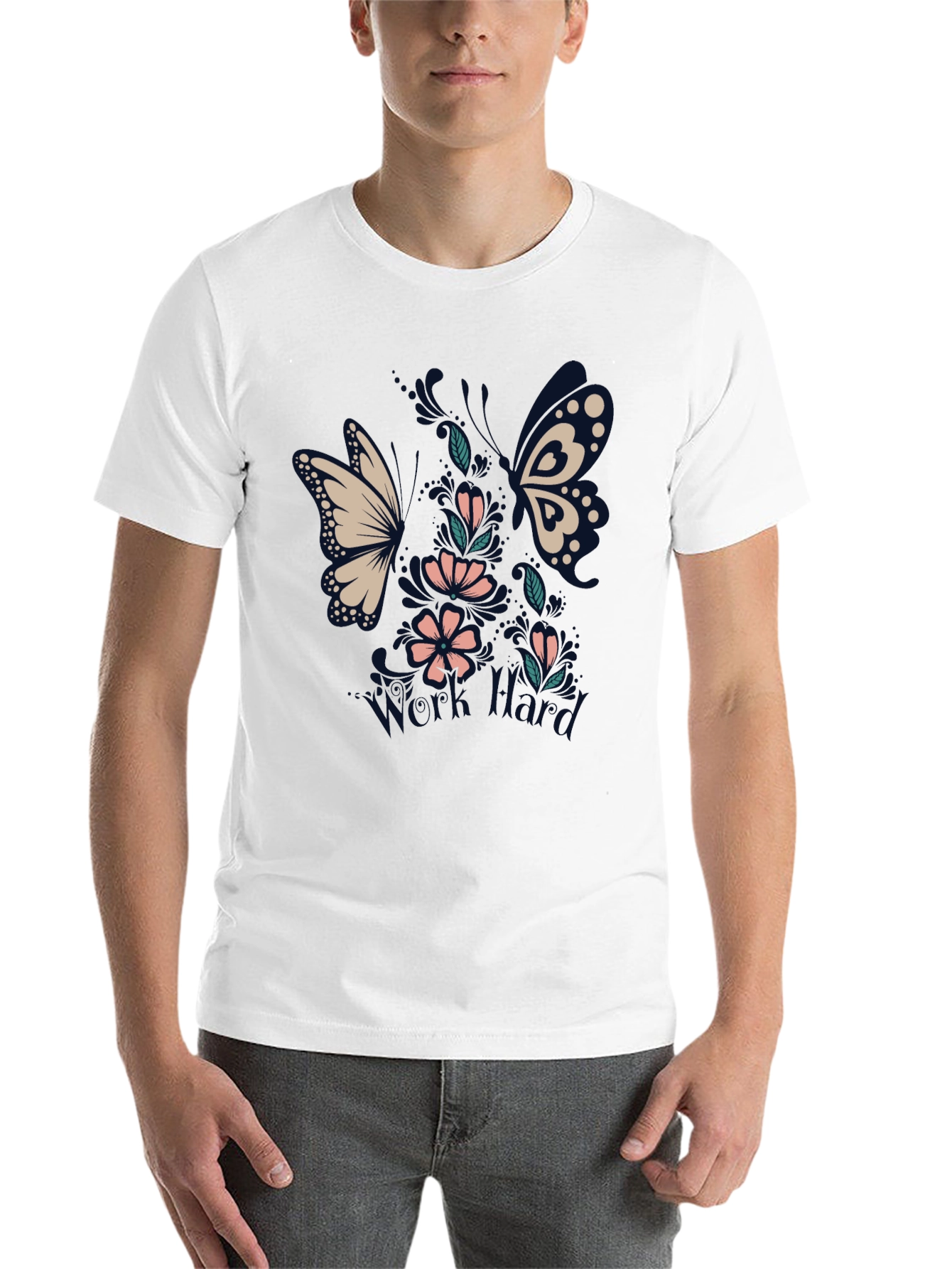 Black Floral Butterfly Black T-Shirt view 14