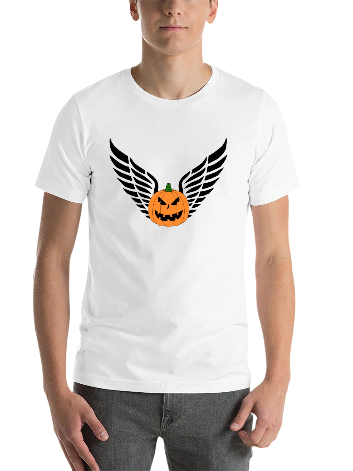 Black Pumpkin Angel Wings Graphic Tee view 14