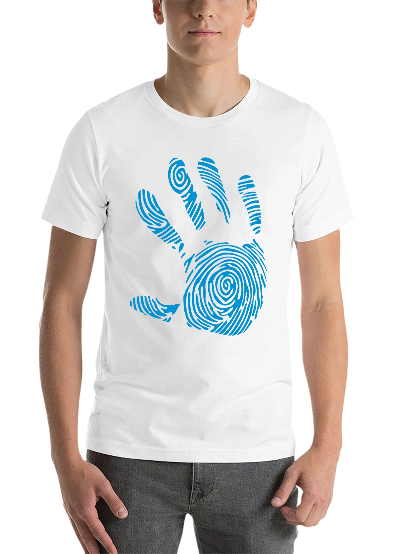 Black Fingerprint Hand Graphic Tee - Unique Design T-Shirt view 14
