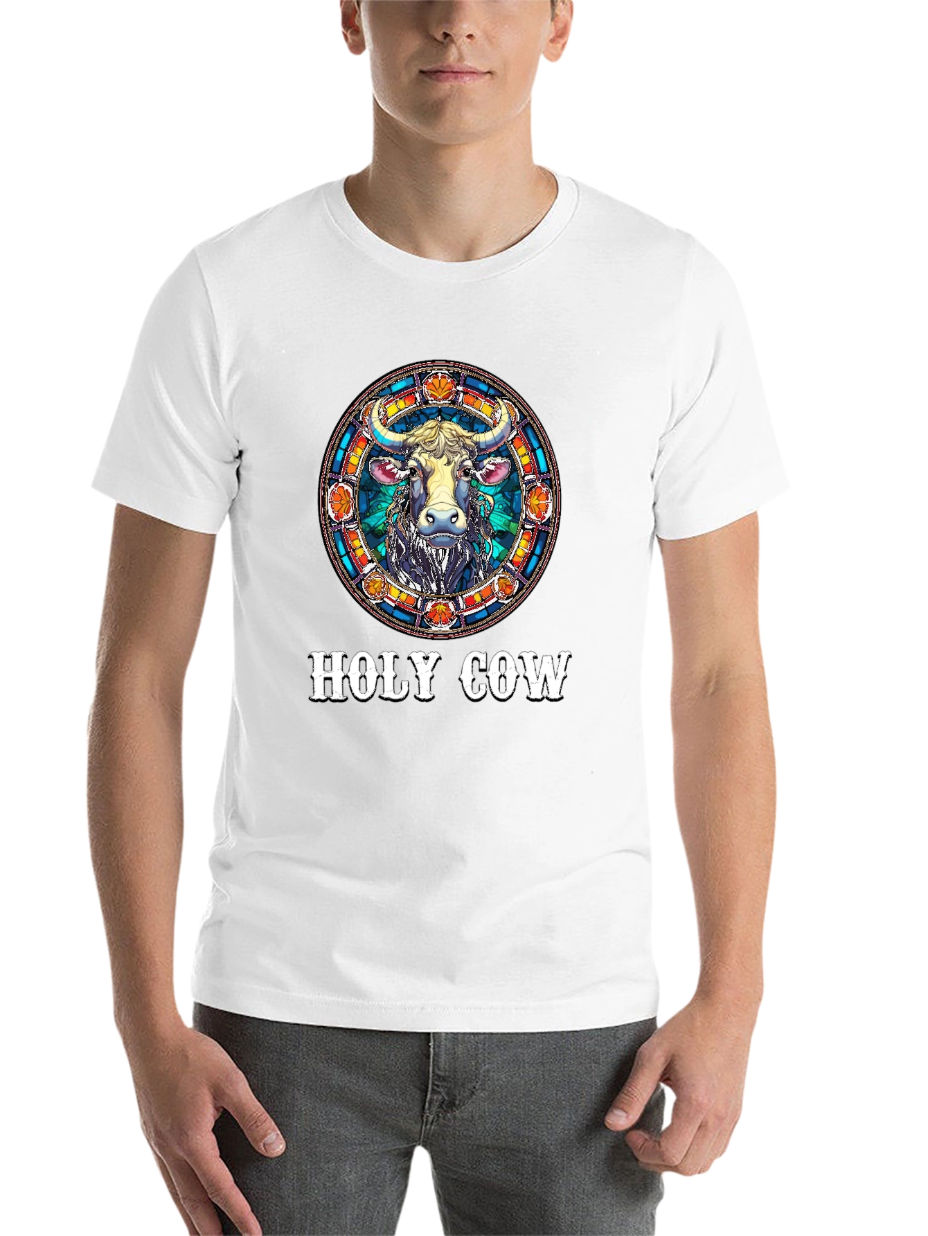 Black Holy Cow Graphic Tee - Funny Animal T-Shirt view 14