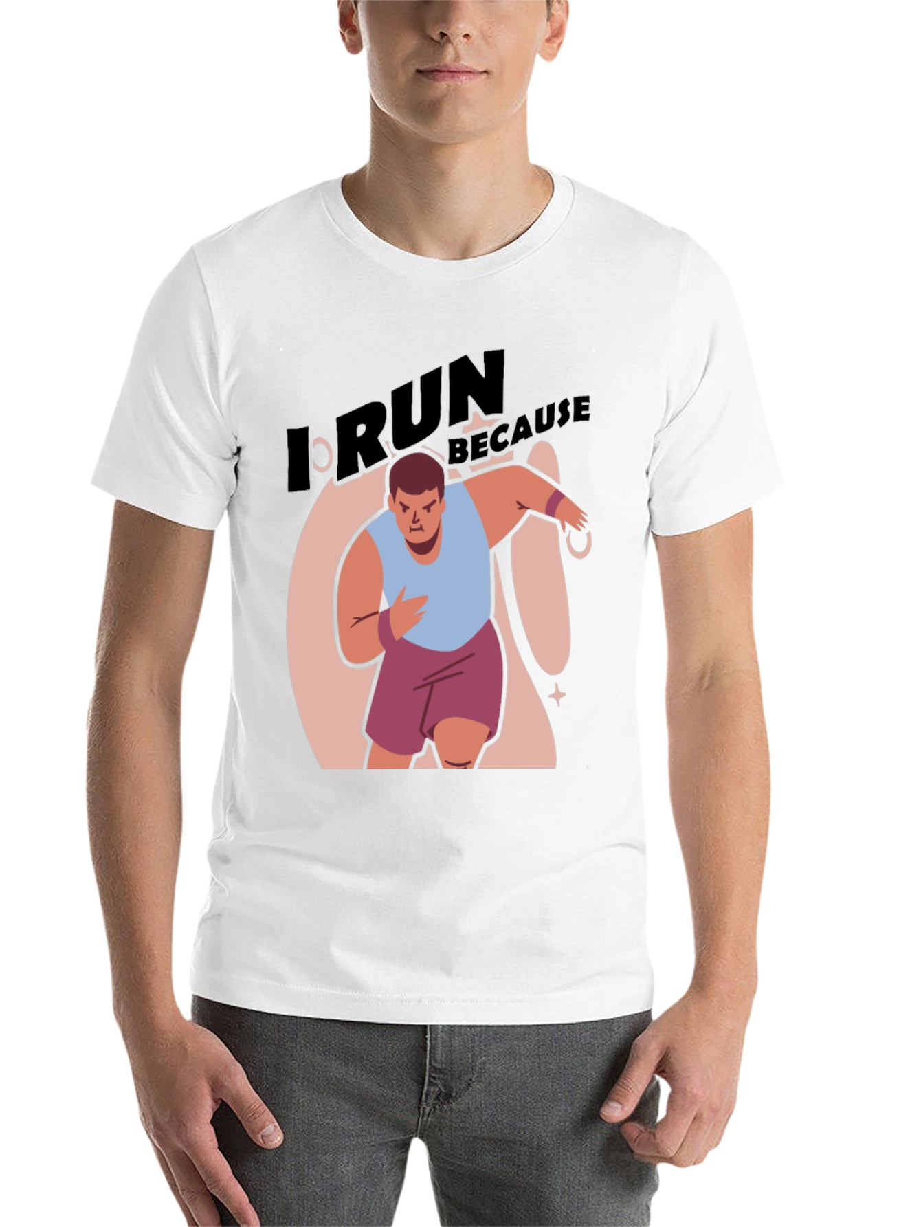 Black I Run Because Funny Graphic T-Shirt view 14