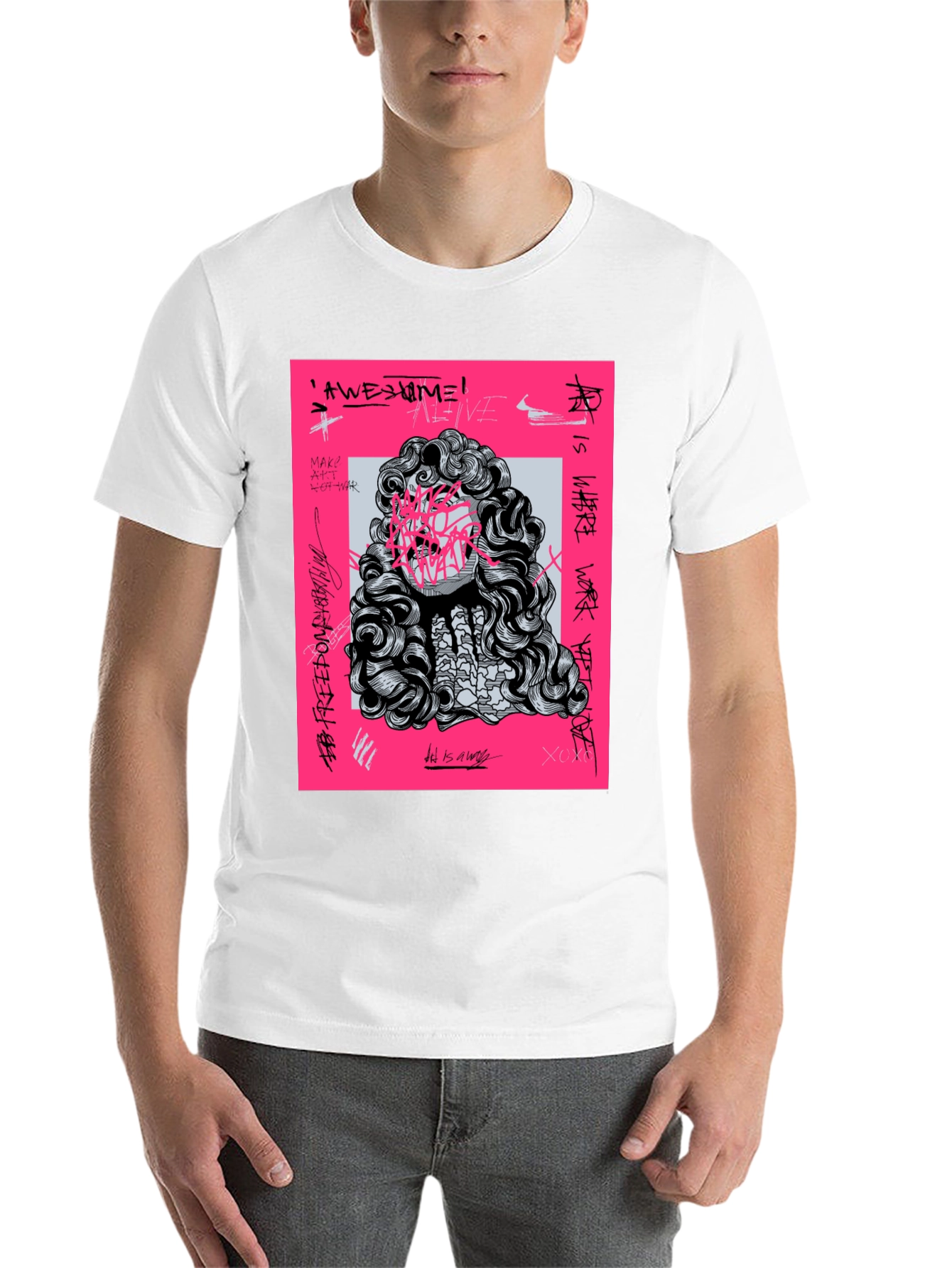 Black Edgy Graphic Print Tee - Artistic Statement view 14