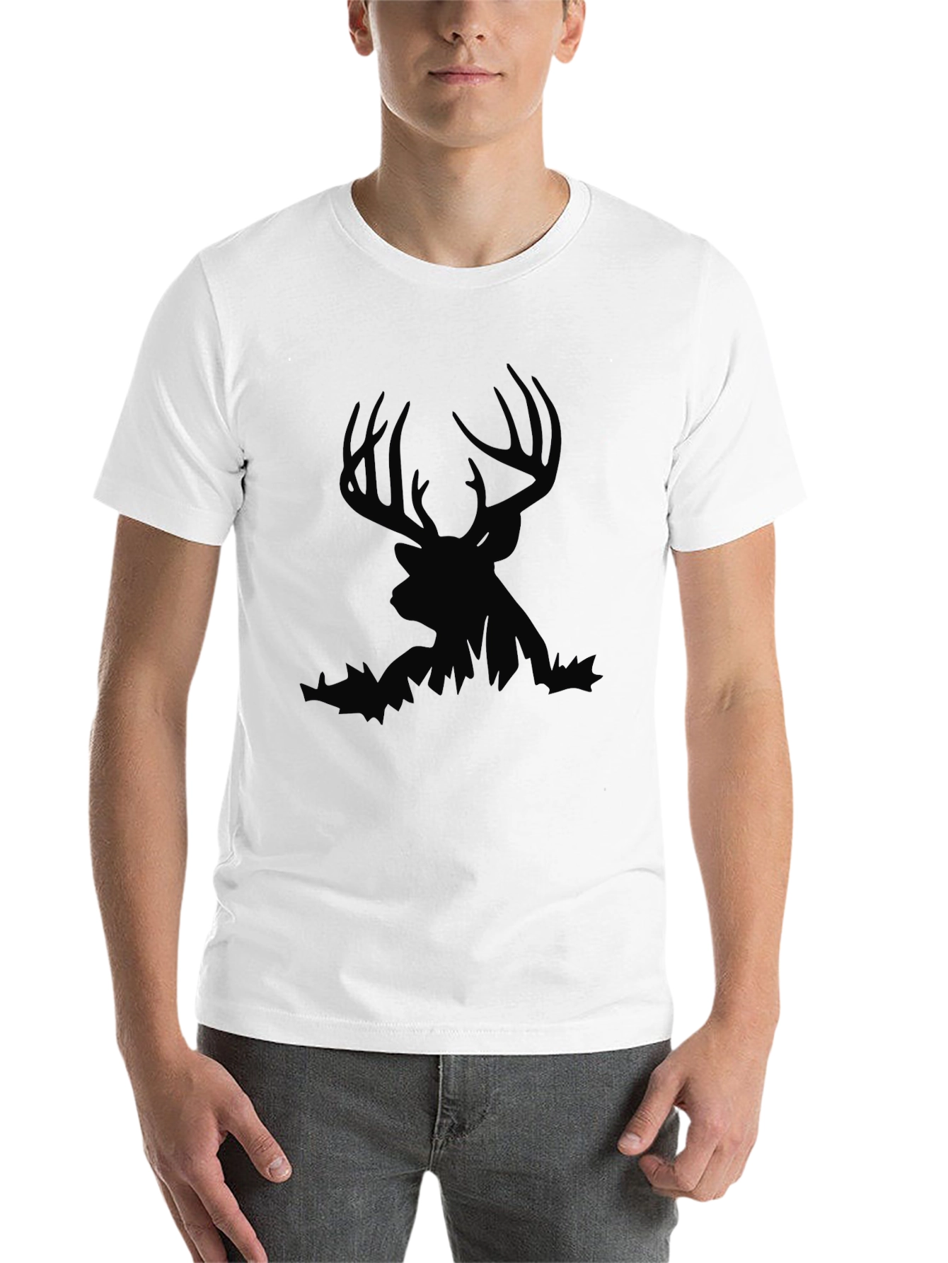 Black Men's Deer Silhouette Graphic Tee - Black view 14