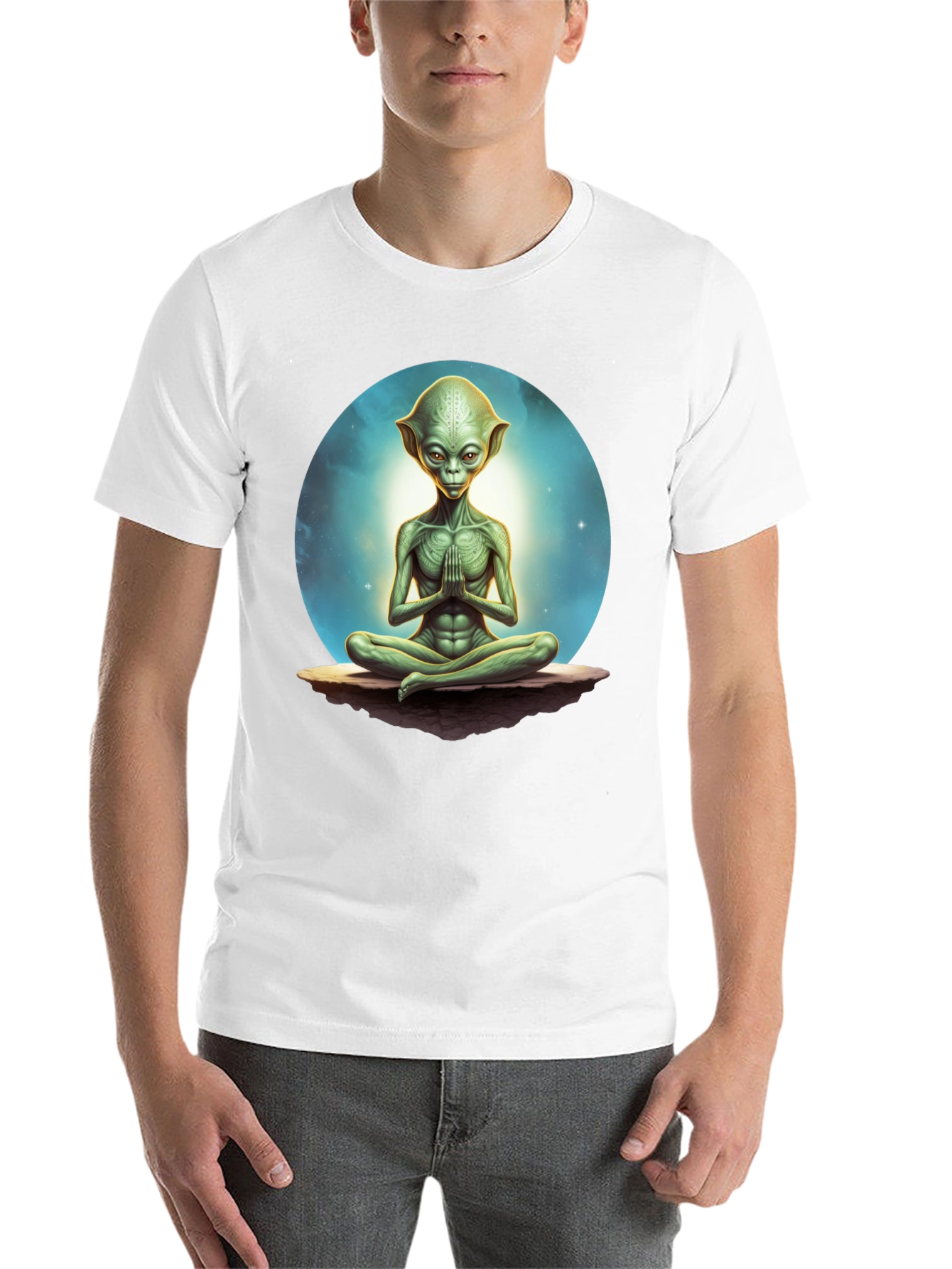 Black Meditating Alien Graphic Tee - Black view 14