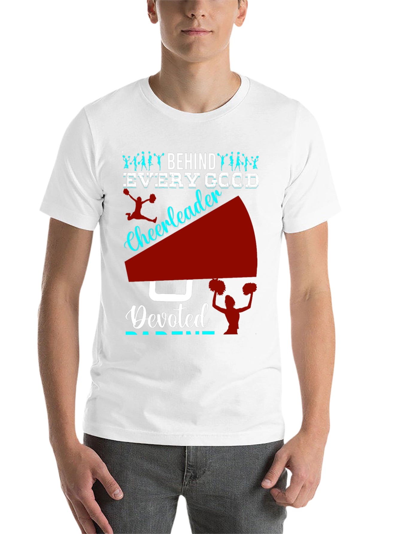 Black Devoted Cheerleader Parent T-Shirt view 14