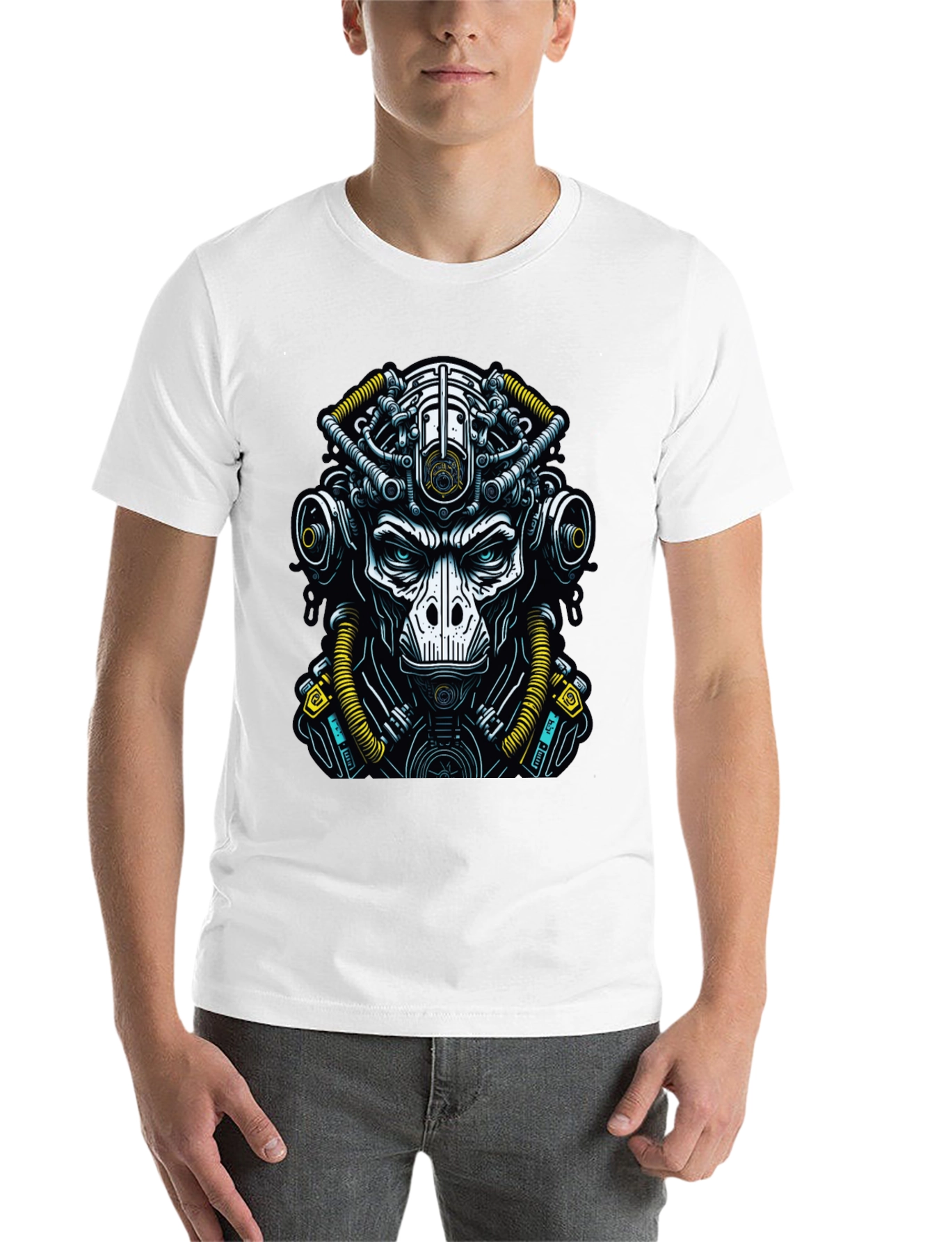 Black Cyberpunk Ape T-Shirt - Unique Graphic Tee view 14