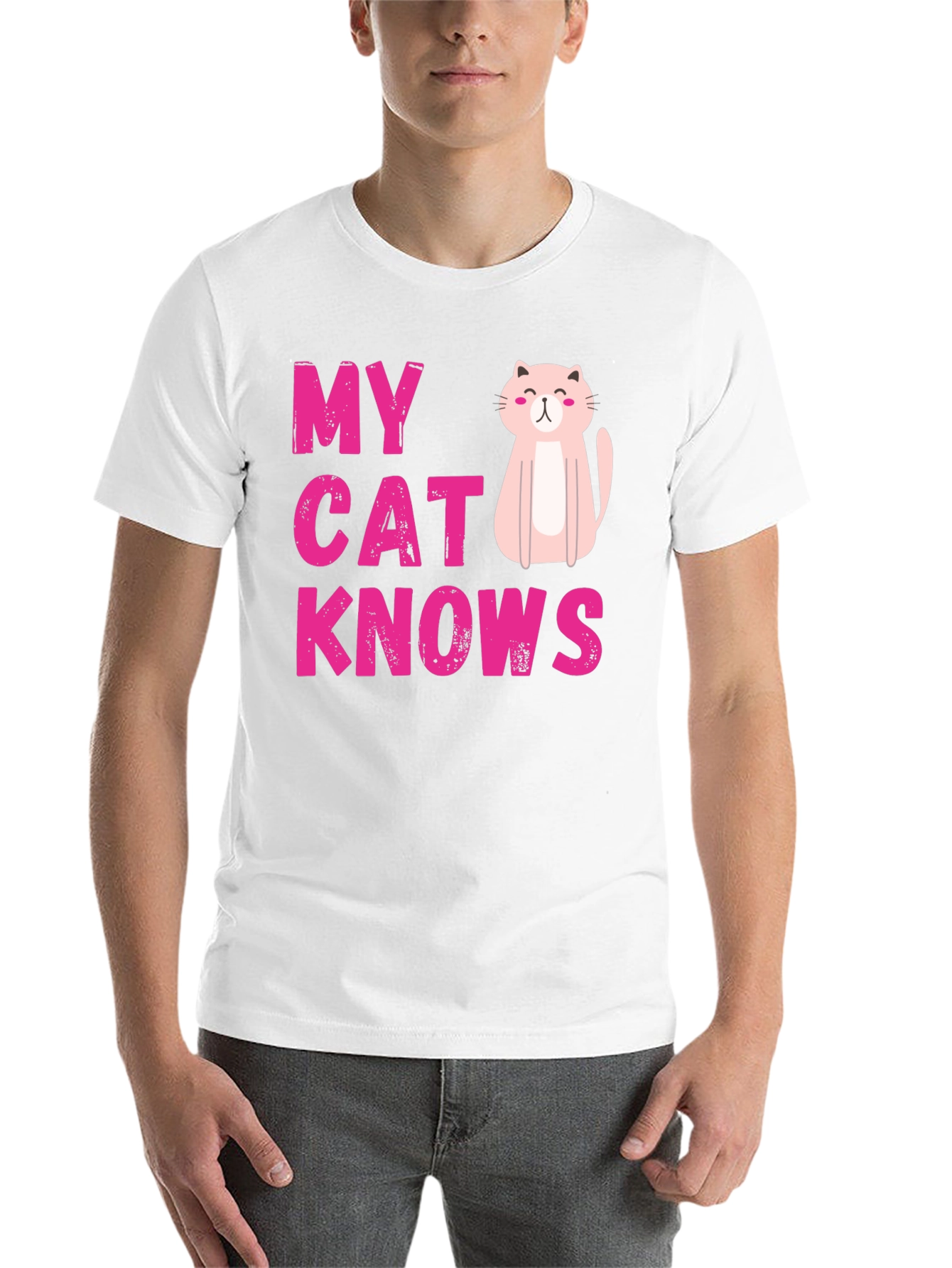 Black My Cat Knows T-Shirt - Cute Pink Graphic Tee view 14