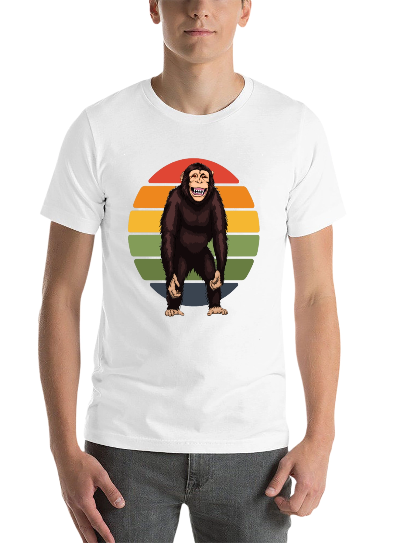 Black Retro Monkey Graphic Tee - Hilarious Ape Design view 14