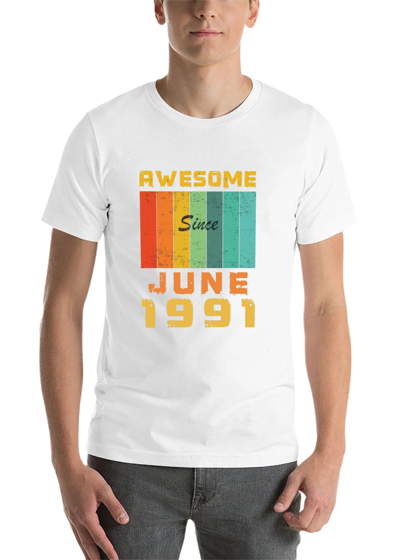 Black Awesome Since June 1991 Birthday T-Shirt view 14