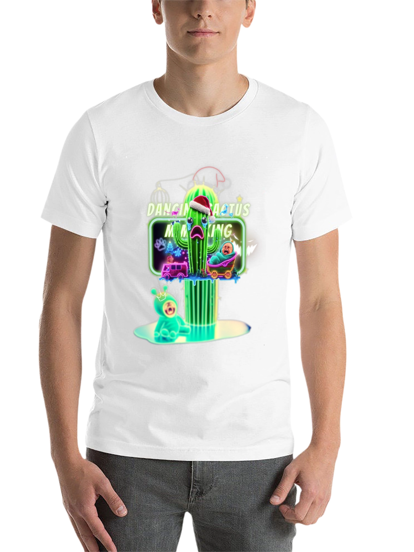 Black Dancing Cactus Making Me Cry T-Shirt - Funny Xmas Tee view 14