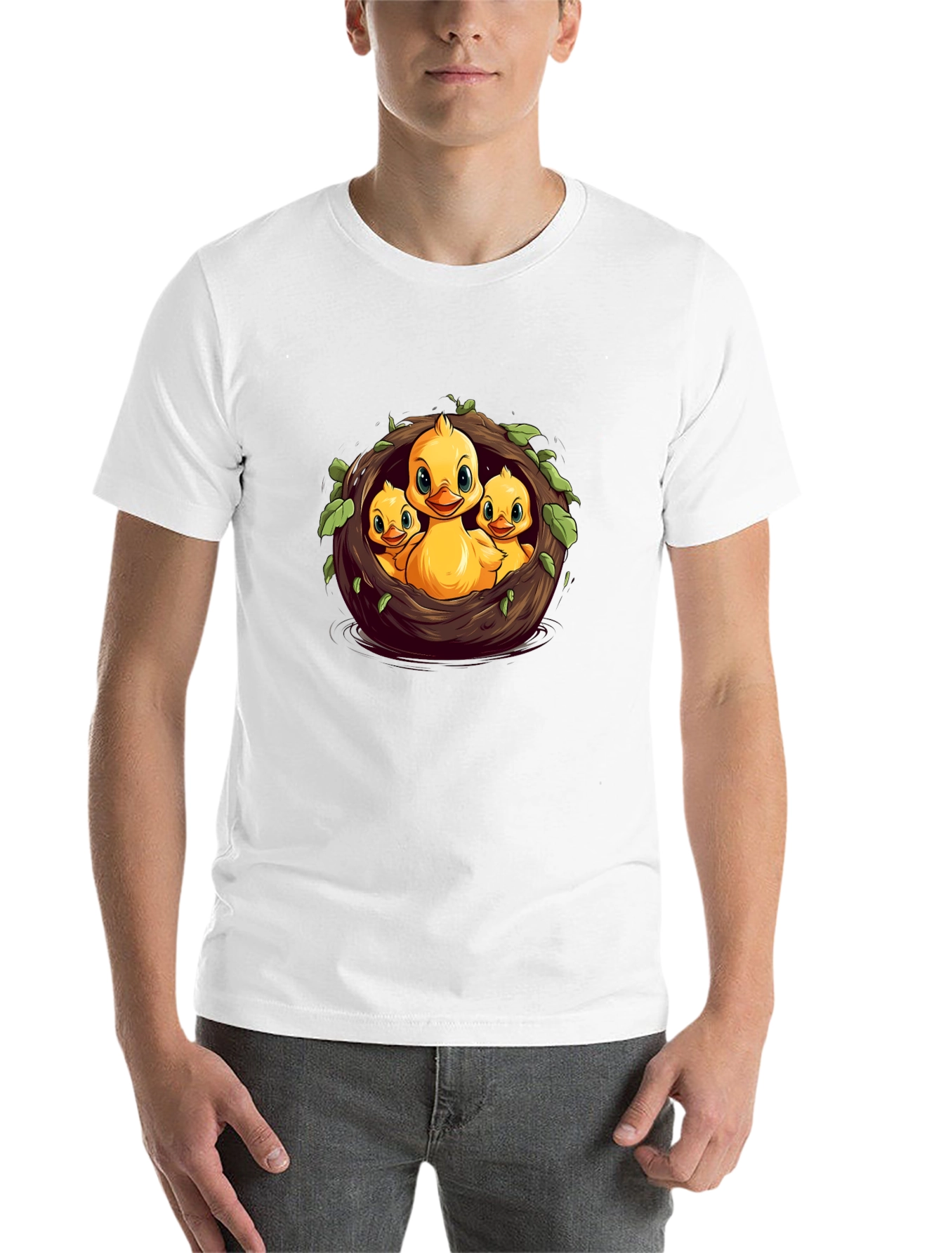 Black Cute Ducklings in Nest Graphic Black T-Shirt view 14