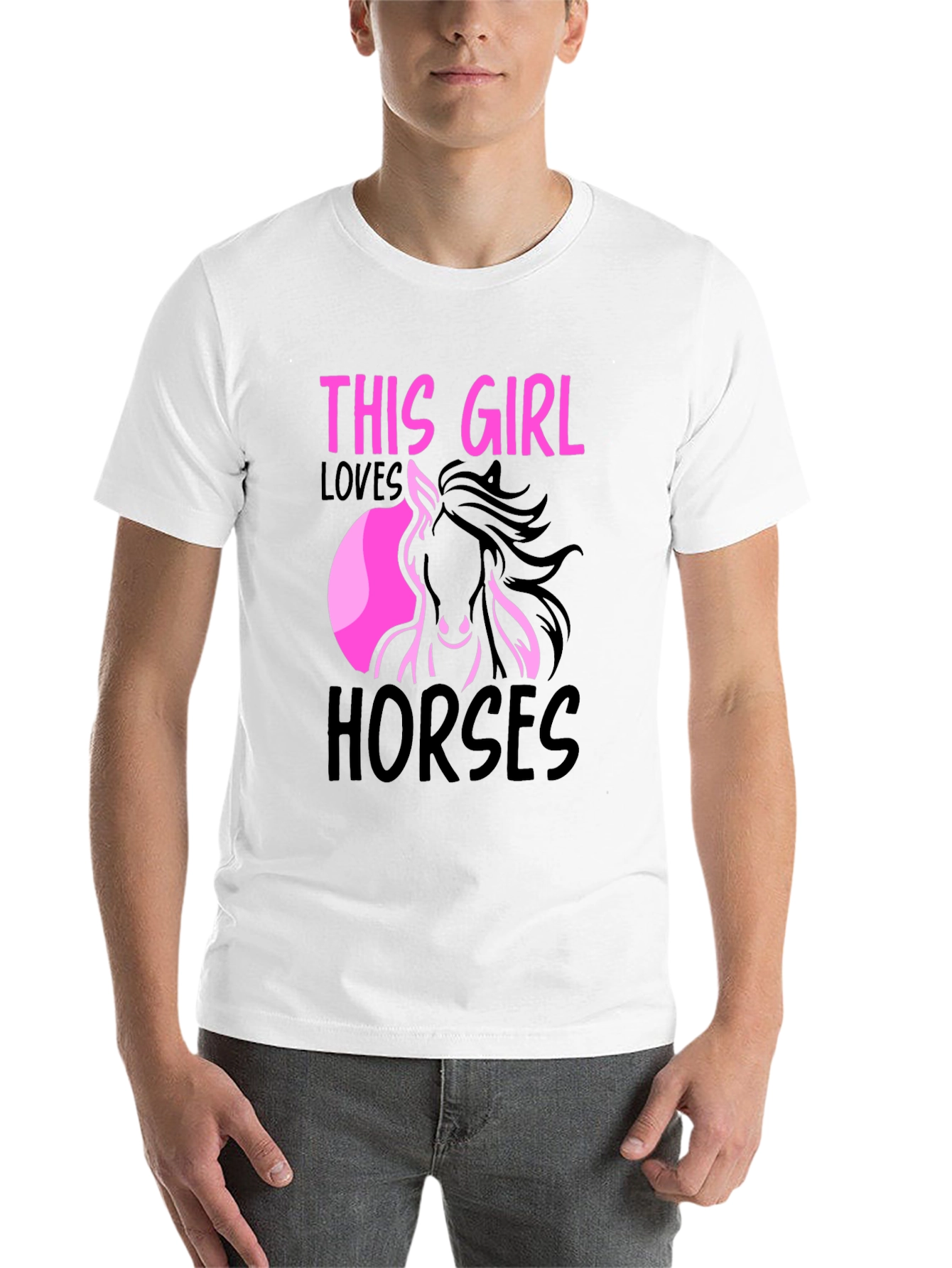 Black This Girl Loves Horses Graphic Tee view 14