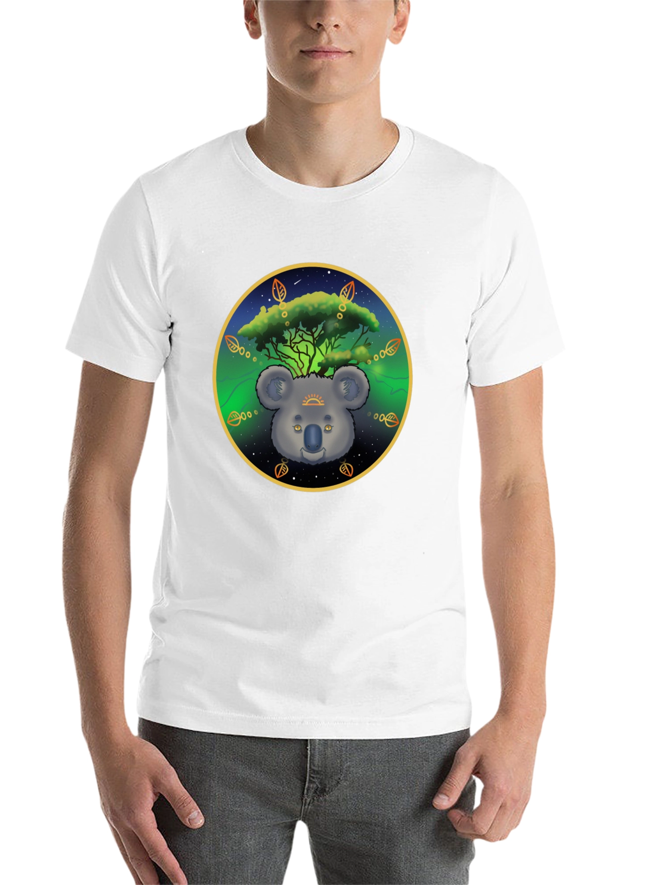 Black Koala Tree Graphic Tee - Unisex Black T-Shirt view 14