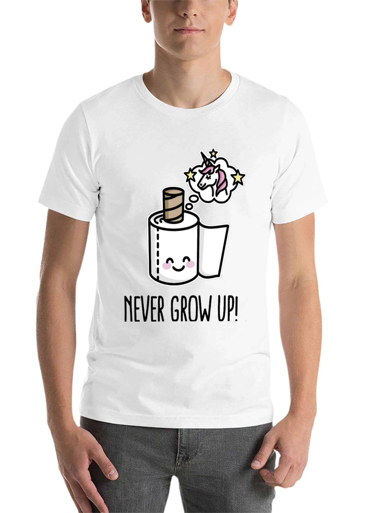 Black Never Grow Up T-Shirt: Unicorn Toilet Paper Dream view 14
