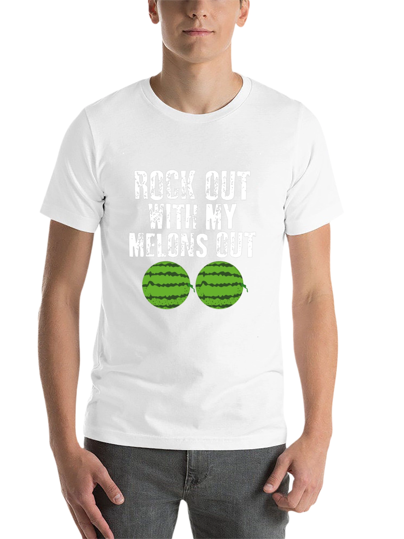 Black Rock Out With My Melons Out Funny T-Shirt view 14