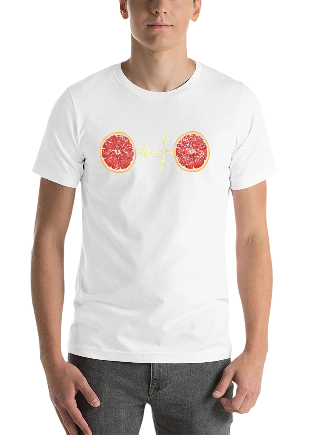 Black Citrus Heartbeat Graphic Tee - Unique Novelty T-Shirt view 14