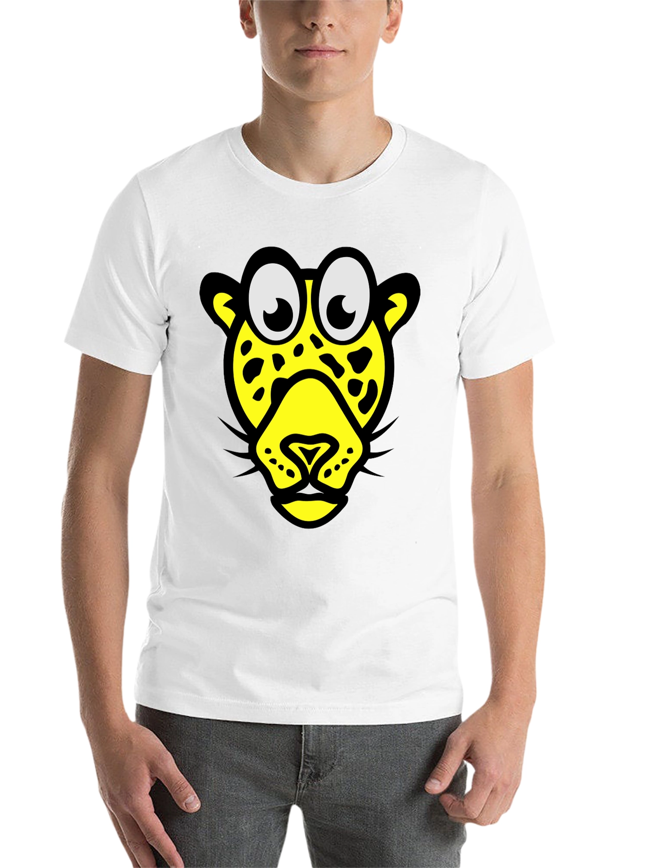 Black Funky Leopard Graphic Tee - Black Cotton T-Shirt view 14