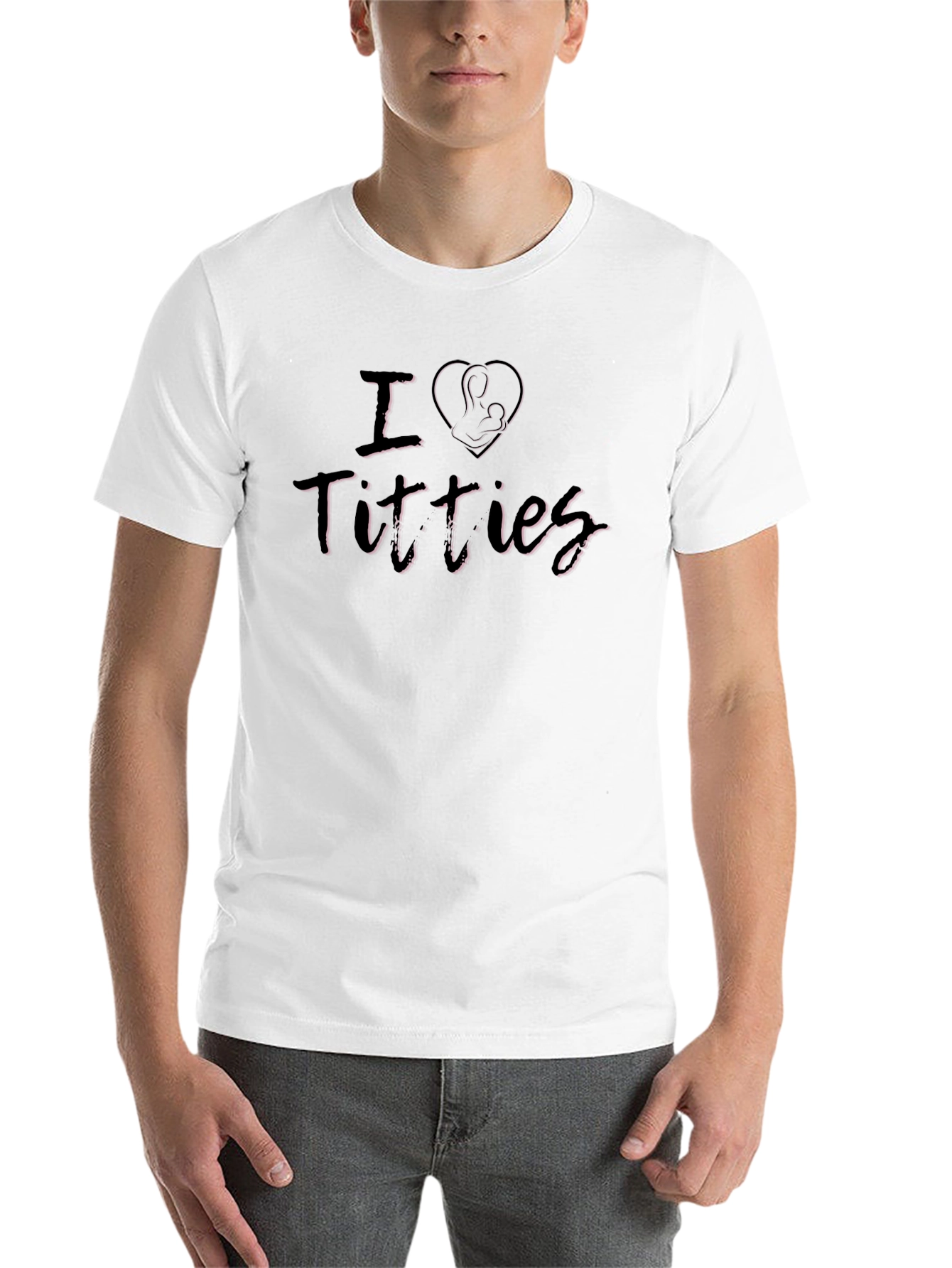 Black I Love Titties Breastfeeding Humor Graphic T-Shirt view 14