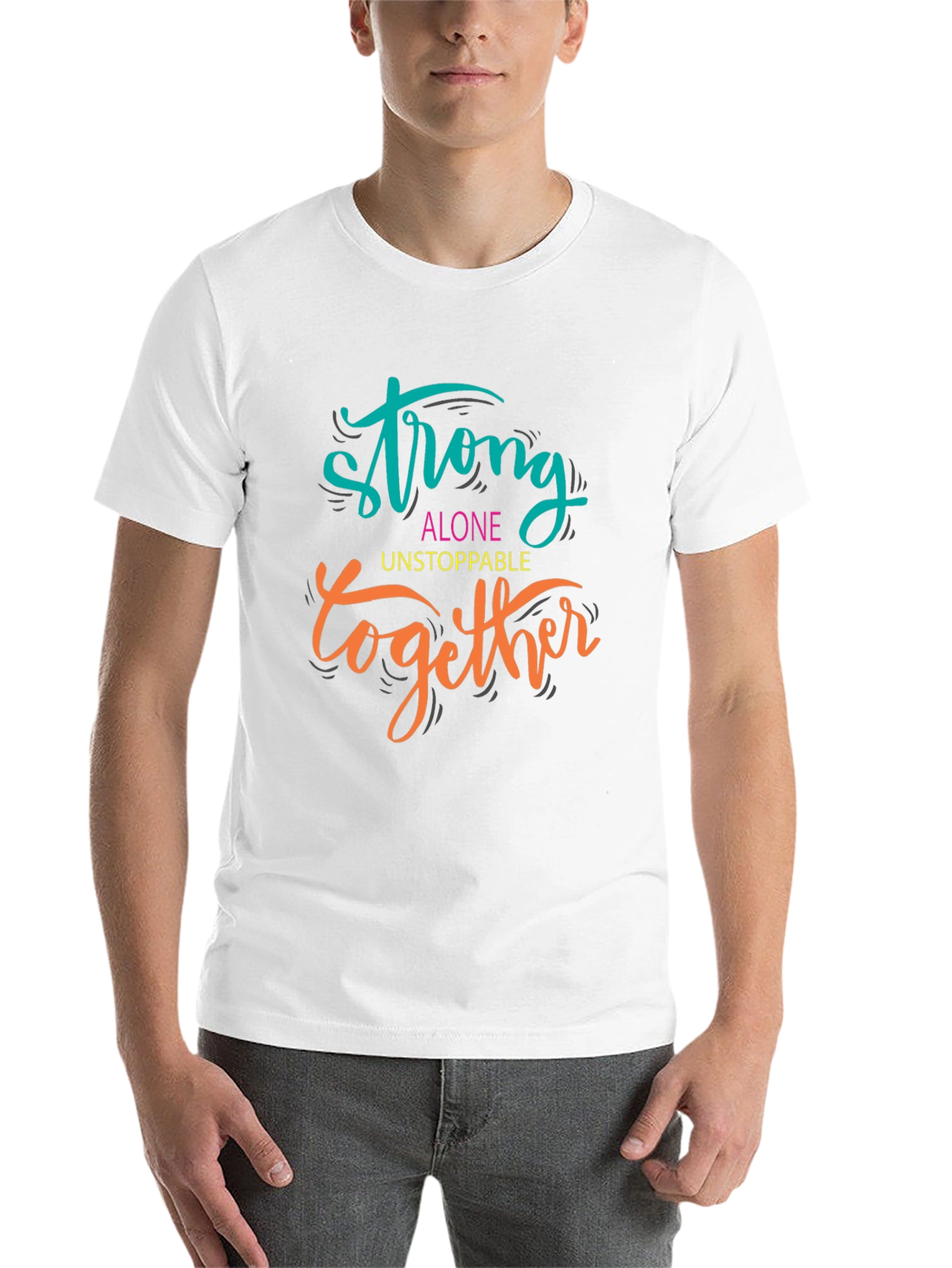 Black Motivational Strong Together Graphic Tee view 14