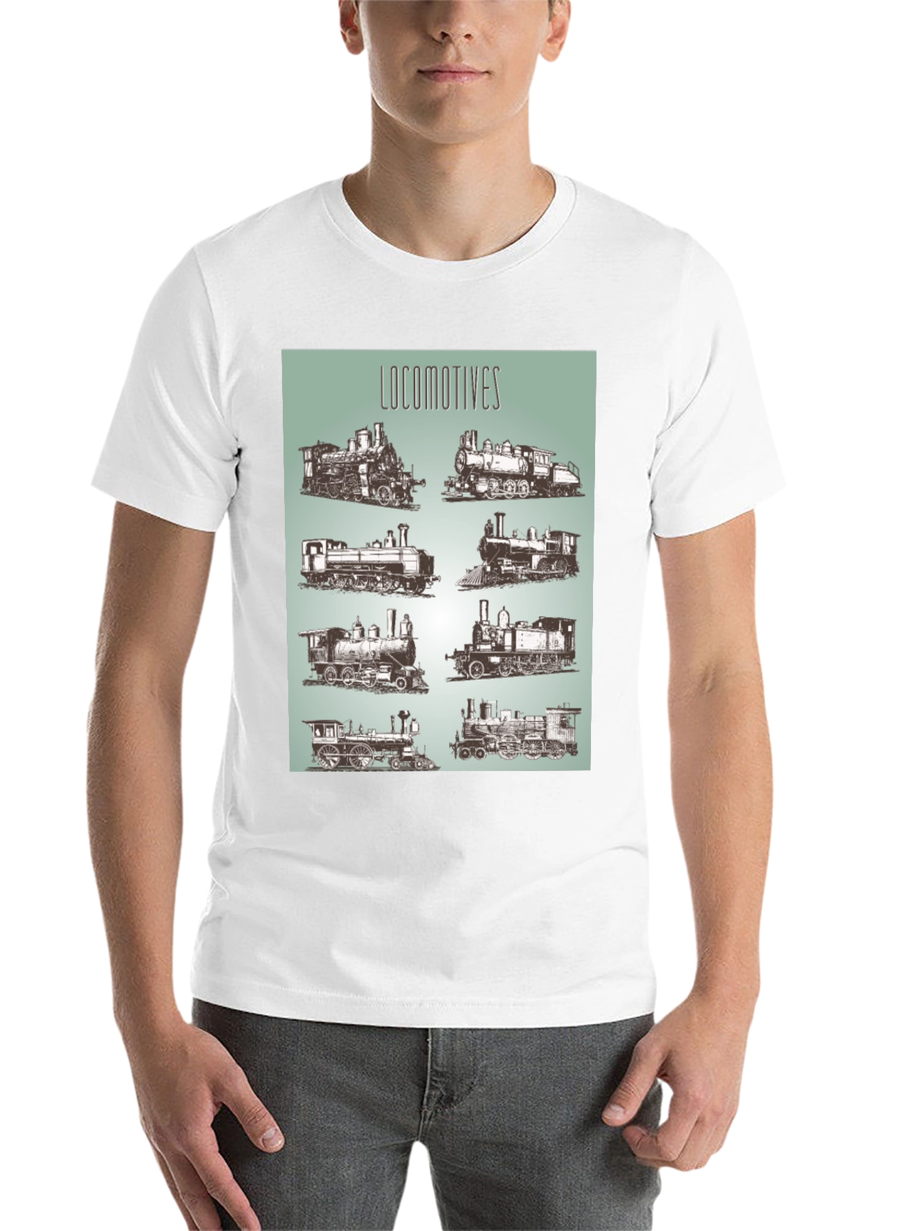 Black Locomotive Train Graphic Tee - Black Cotton T-Shirt view 14