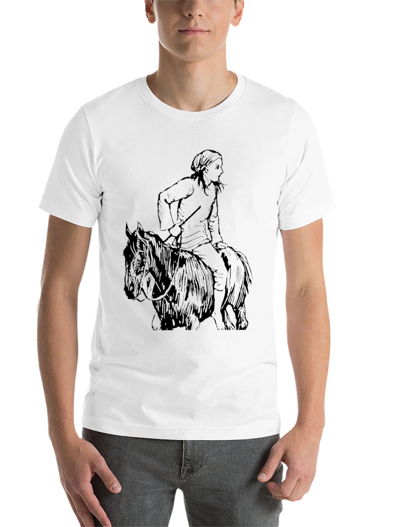 Black T-Shirt with Equestrian Graphic Tee - 14