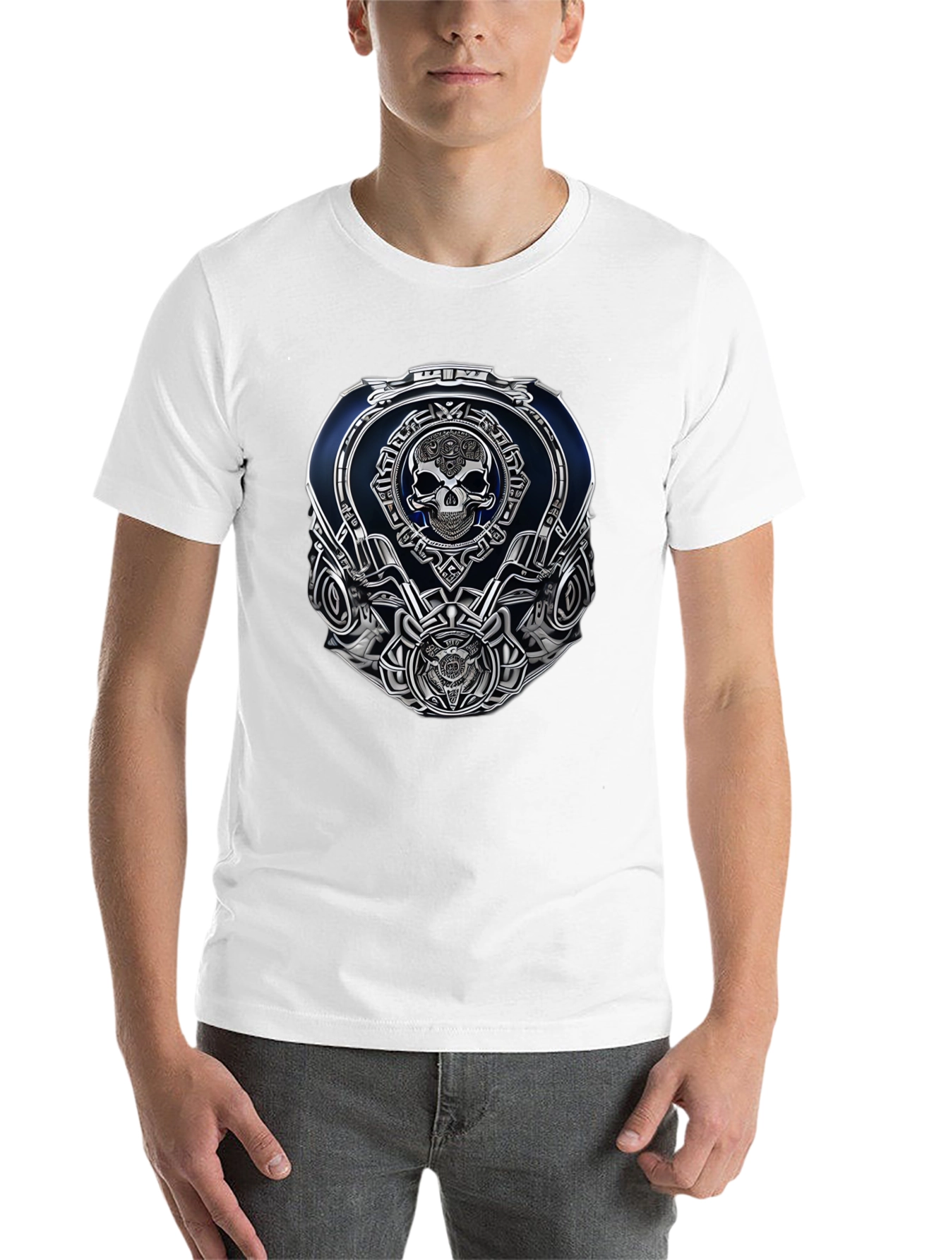 Black Skull Emblem Graphic Tee - Black Casual Wear view 14