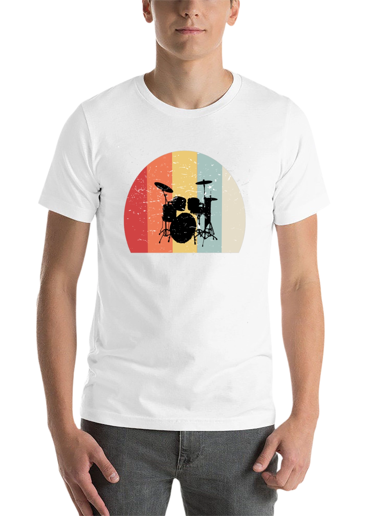 Black Retro Drum Set Graphic Tee - Black view 14