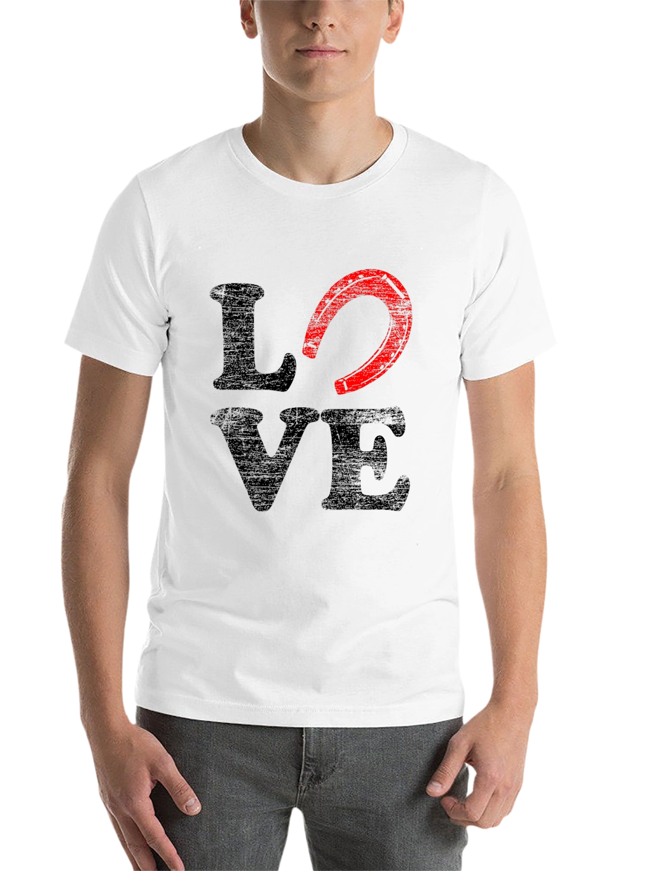 Black Love Horseshoe Graphic Tee - Black Cotton Blend view 14