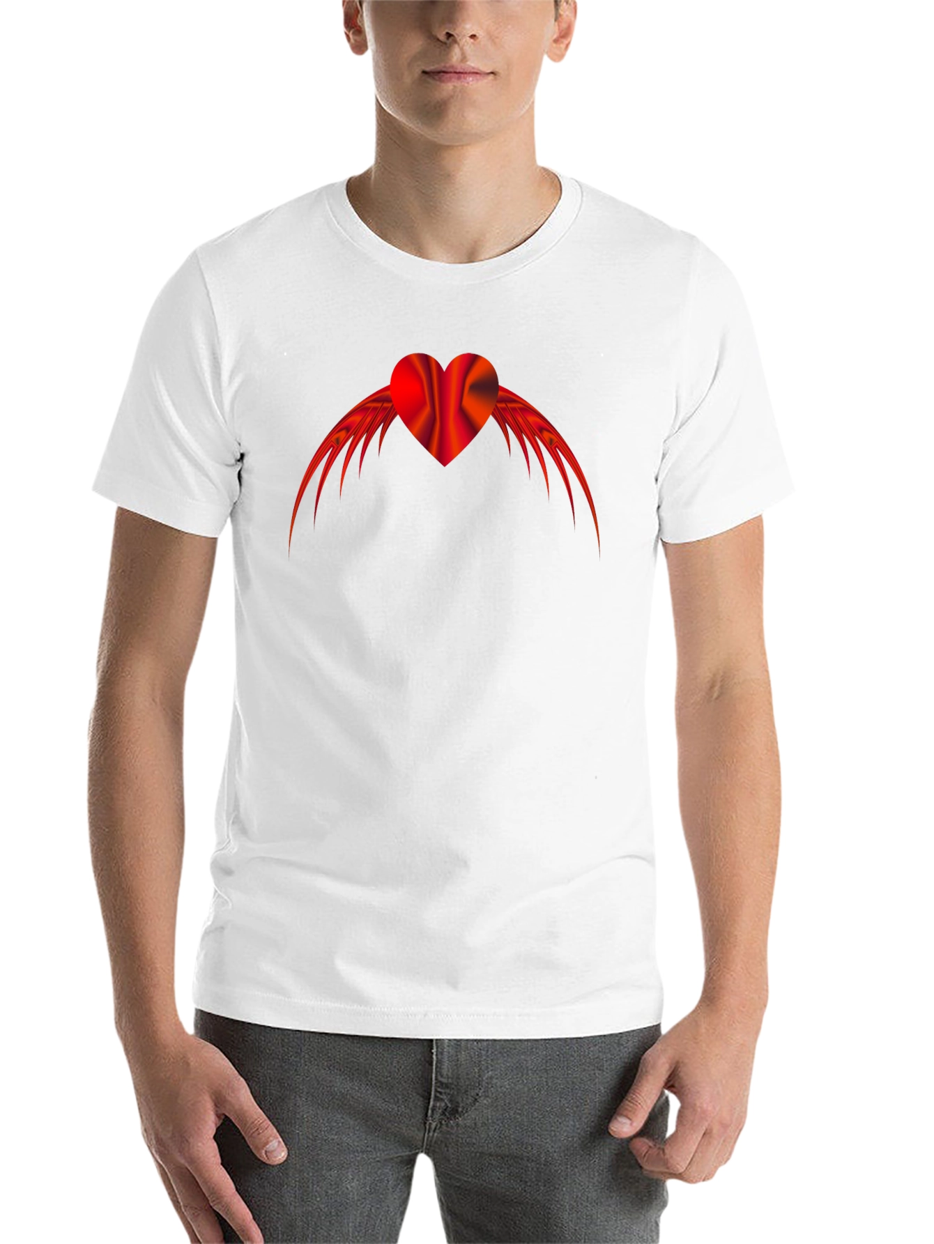 Black Winged Heart Graphic Tee - Black Cotton Blend view 14