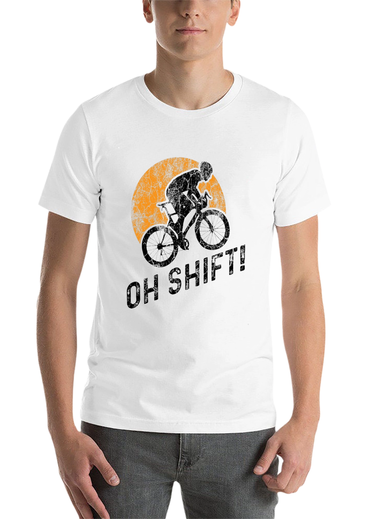 Black Oh Shift! Cycling T-Shirt - Sporty Graphic Tee view 14